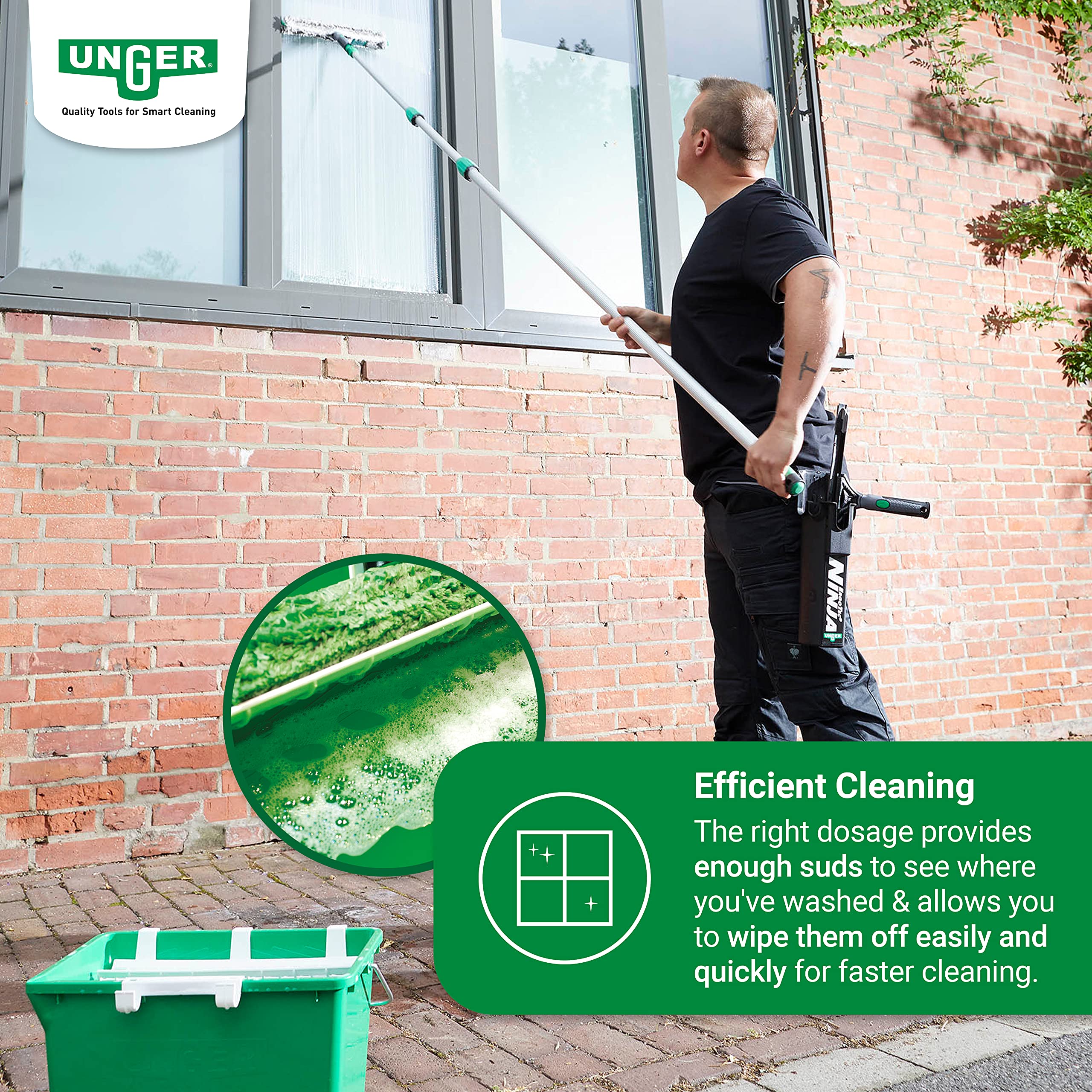 Unger FR100 Window Cleaning Liquid Soap - Smear-Free Glass Cleaner Concentrate 1L 5