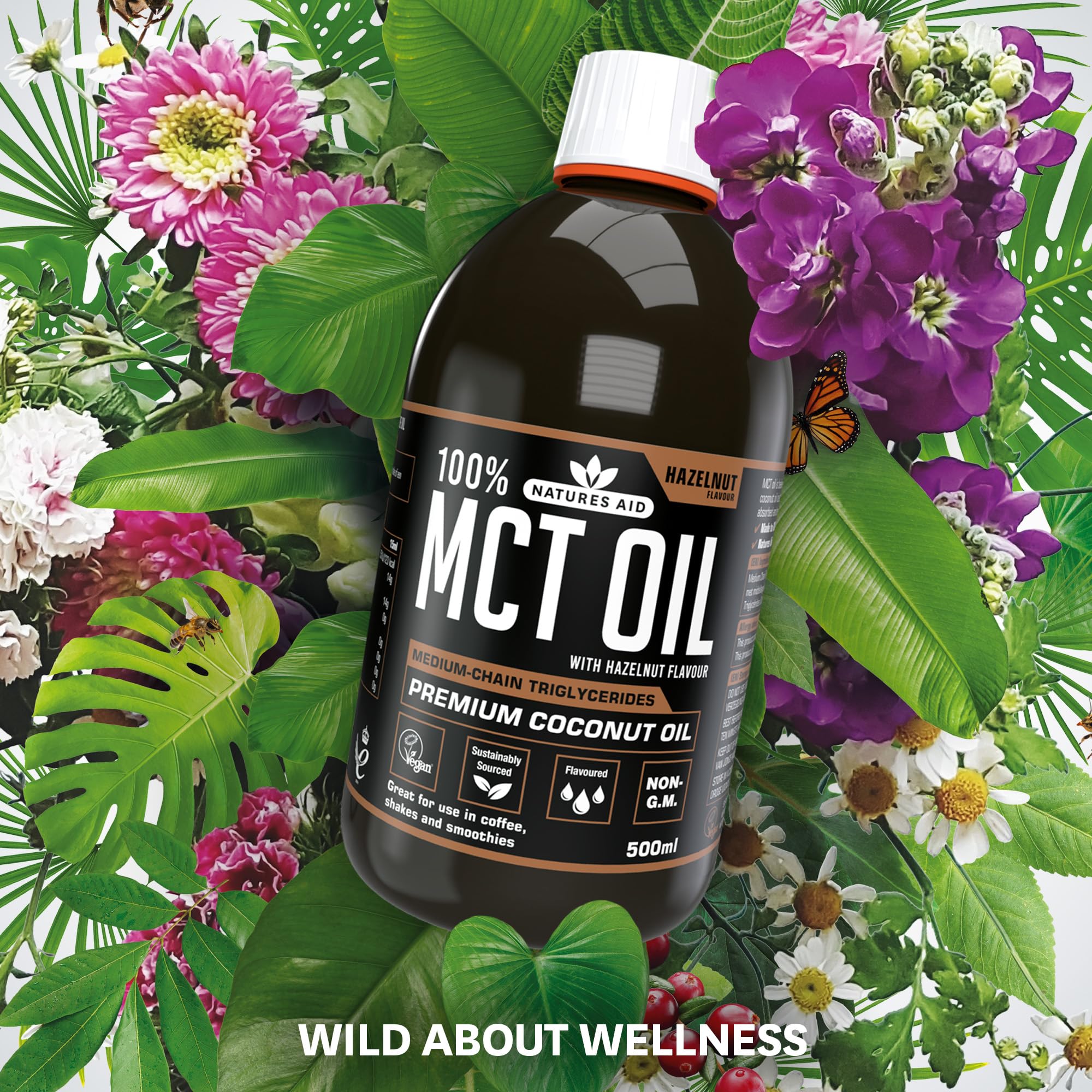 Natures Aid MCT Oil - Hazelnut Flavoured | 100% Pure Coconut Oil | 500ml 7