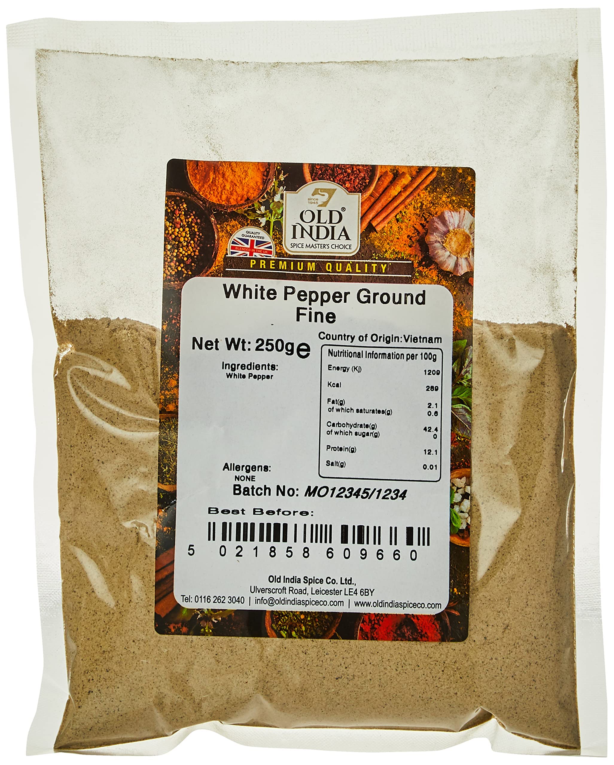 Old India White Pepper Ground Fine 250g