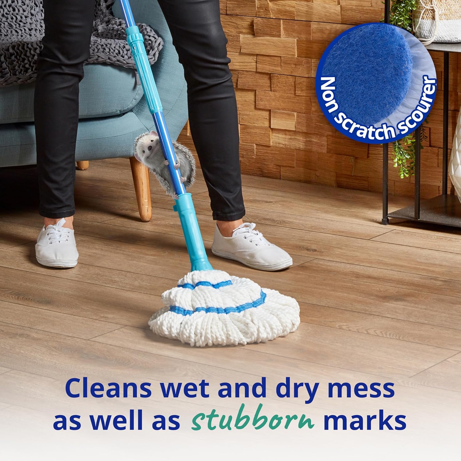 Spontex Ultra Compact Twist Mop and Bucket Set - Microfibre Mop with Built-In Wringing System 6