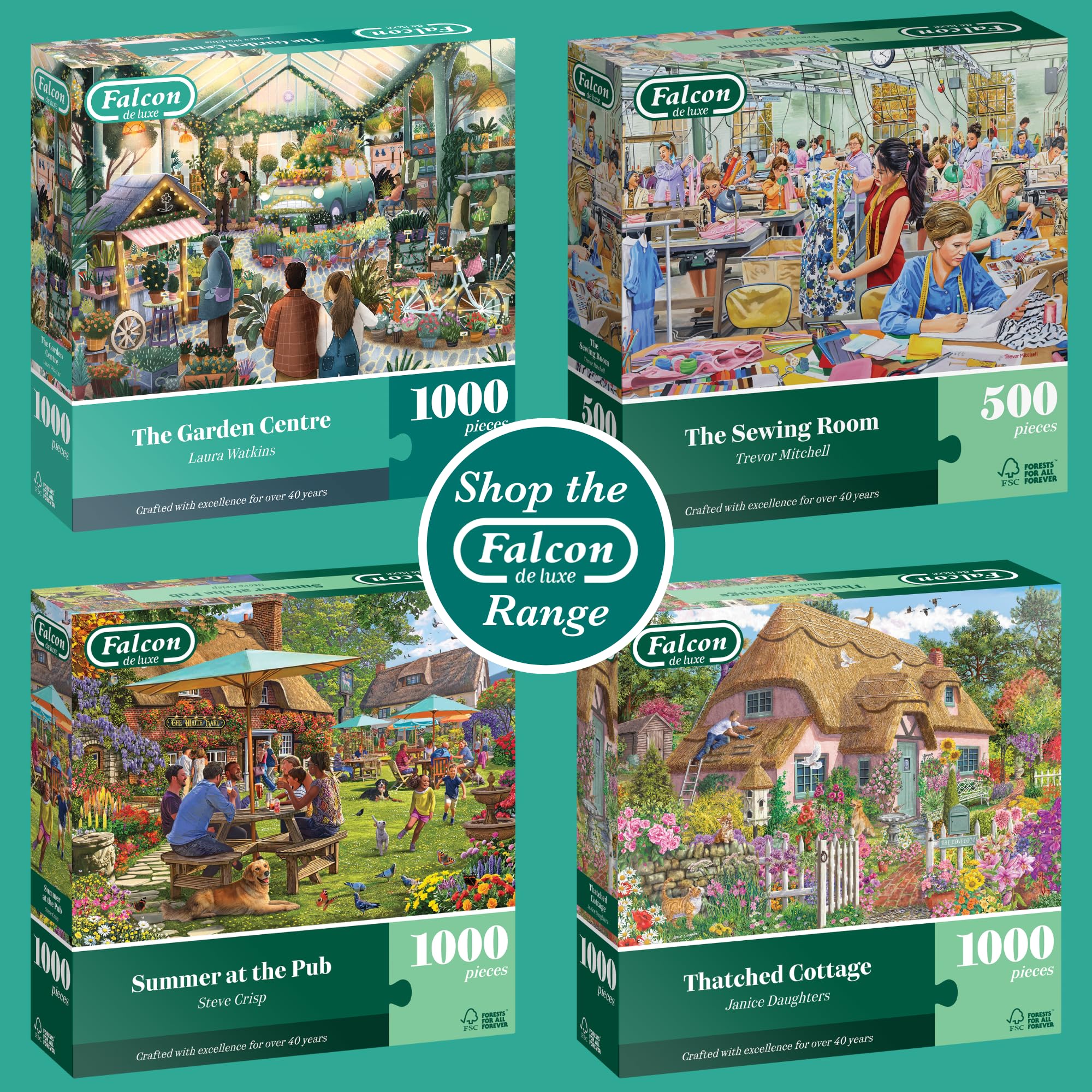 Falcon The Garden Centre 1000 Piece Jigsaw Puzzle - Laura Watkins Illustration 4