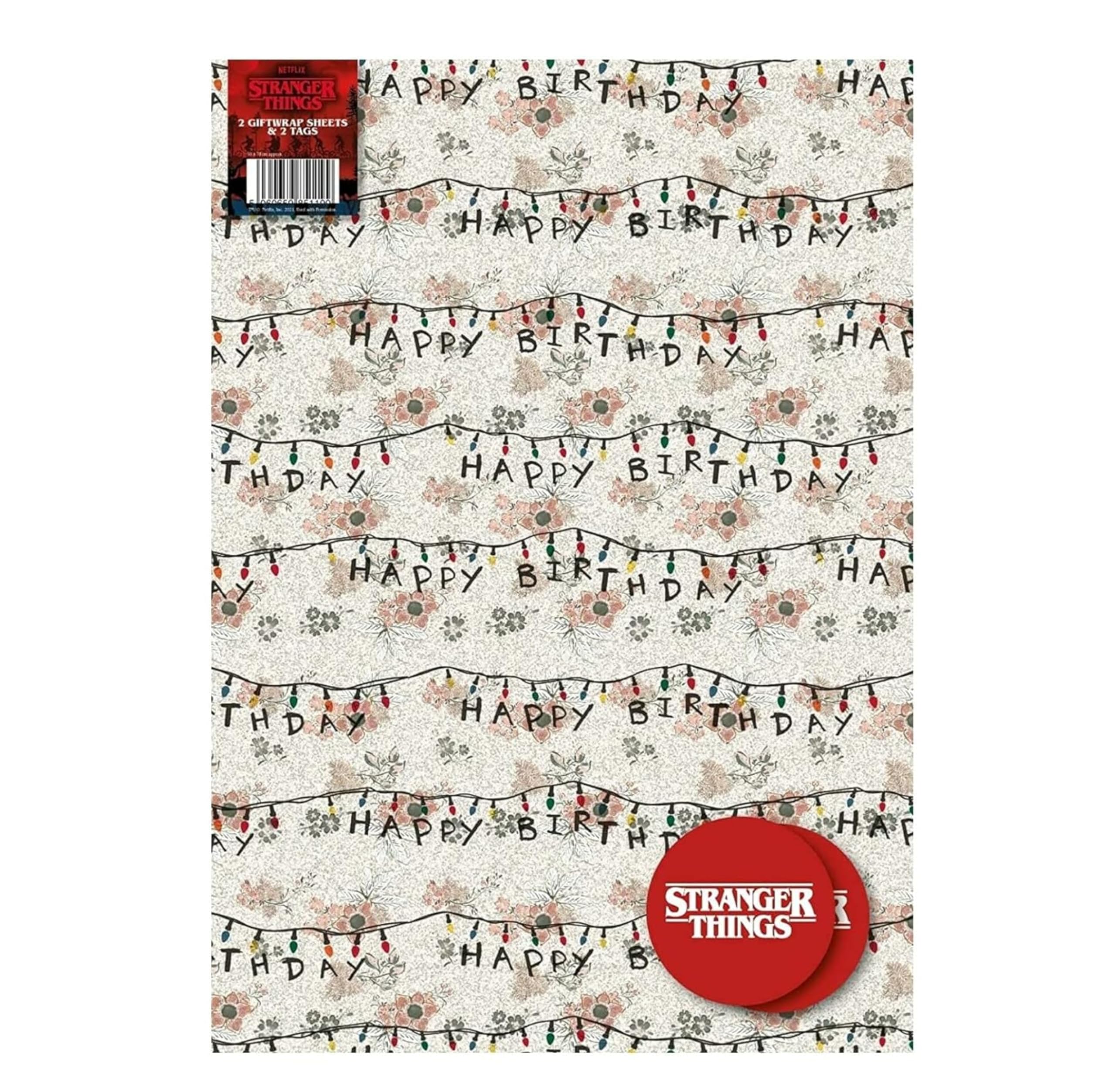 Danilo Promotions LTD Stranger Things Upside Down Gift Wrapping Paper Set | 2 Sheets & 2 Tags | 70cm x 50cm