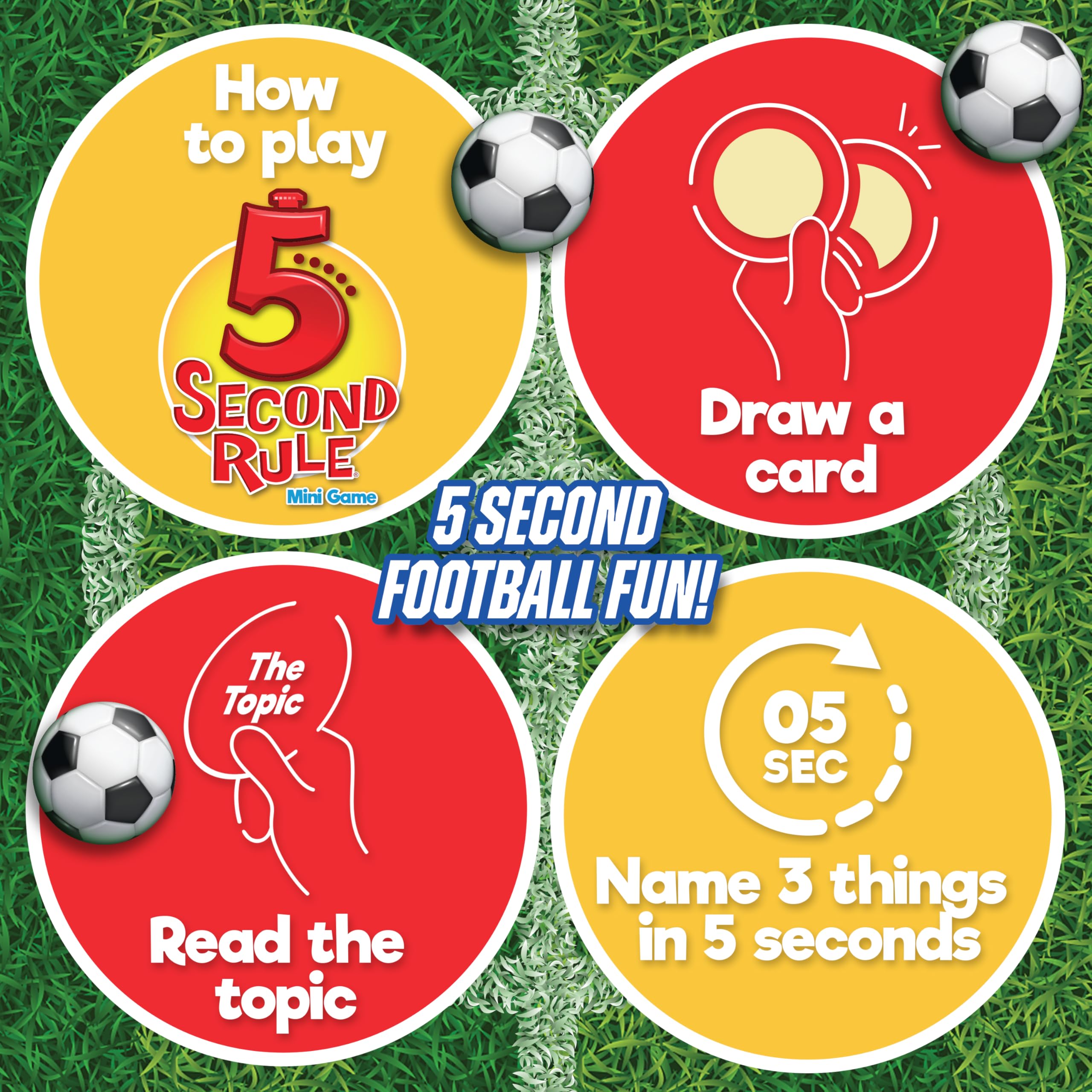 PlayMonster 5 Second Rule Mini - Football Edition Travel Game | 90 Cards | Multicolor 3