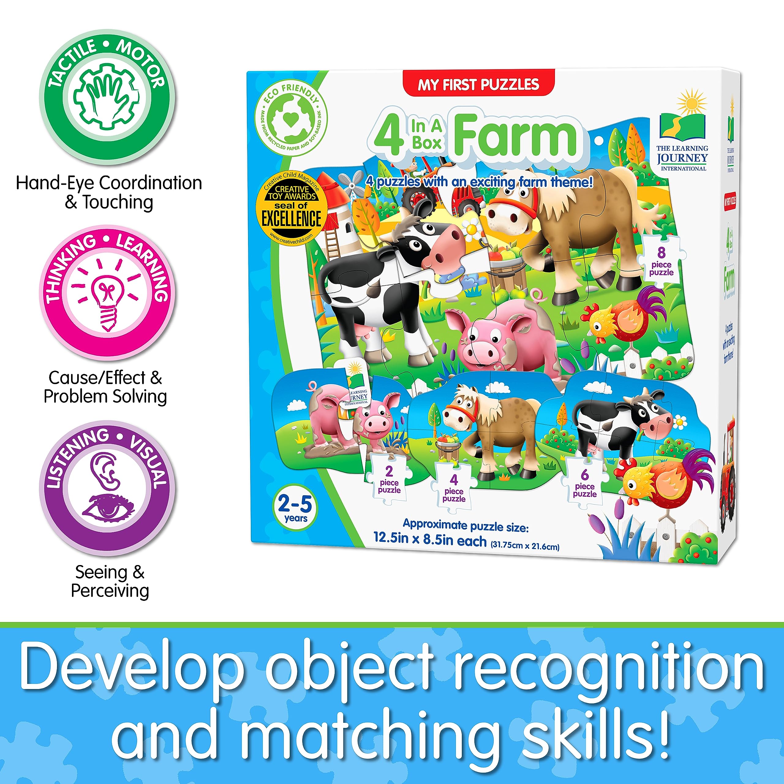 The Learning Journey Farm My First Puzzle Sets - 4 Progressive Puzzles for Toddlers 2-5 Years 4
