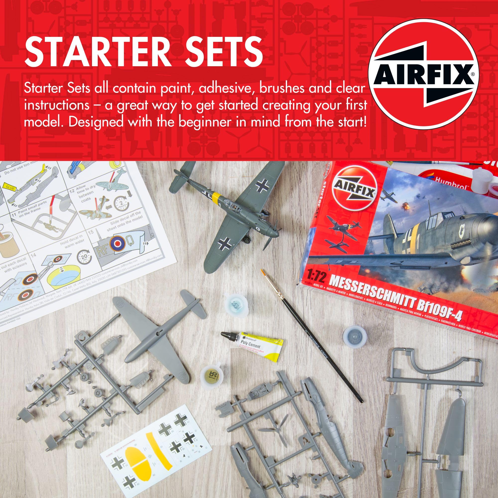 Airfix Starter Set - Messerschmitt Bf109F-4 Model Building Kit for Ages 8+ 8