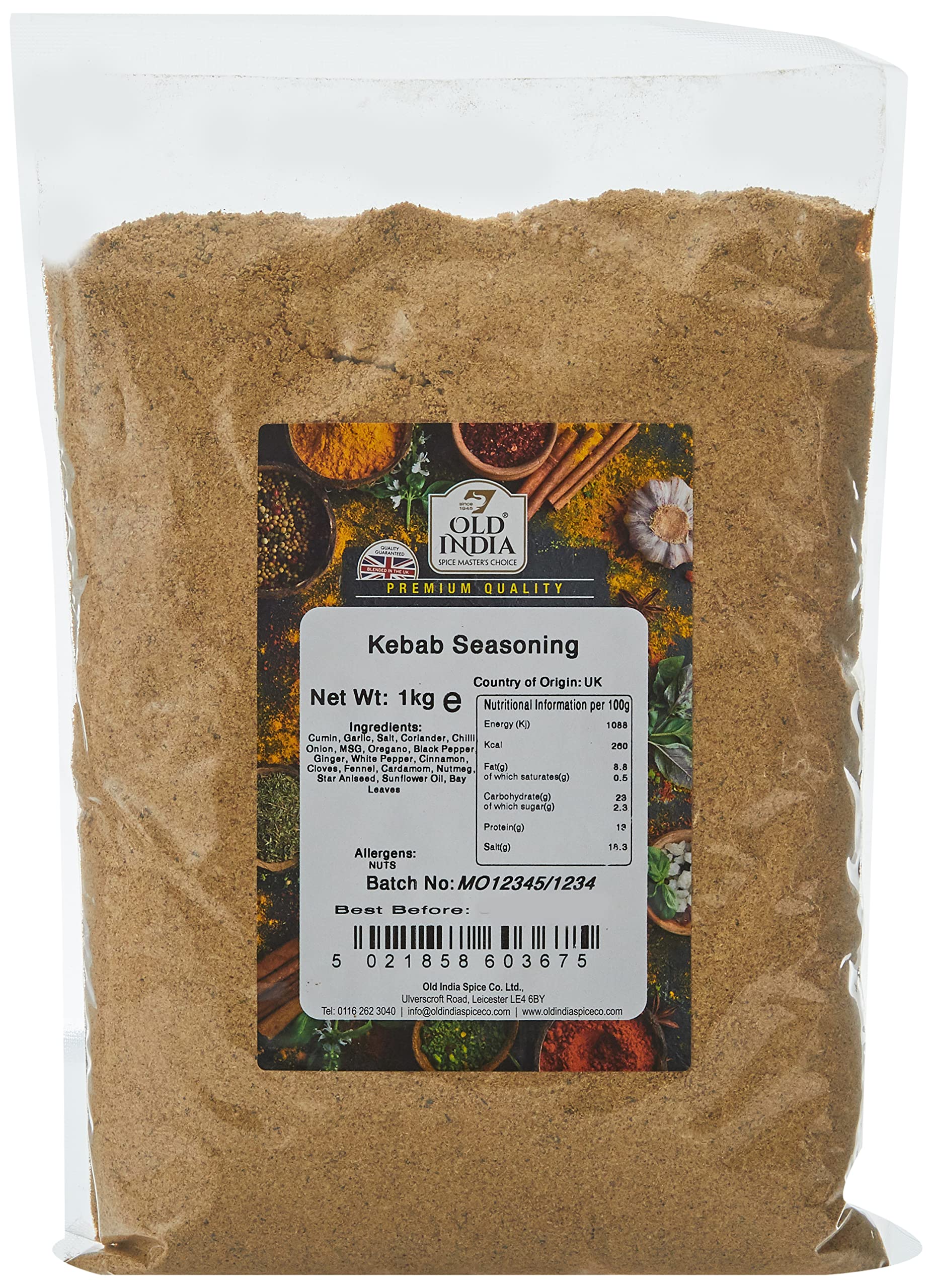 Old India Kebab Seasoning Powder, 1kg | 100% Natural & GMO Free