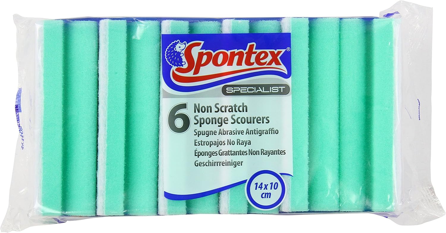 Spontex - Specialist Non-Scratch Sponge Scourers (Pack of 6)