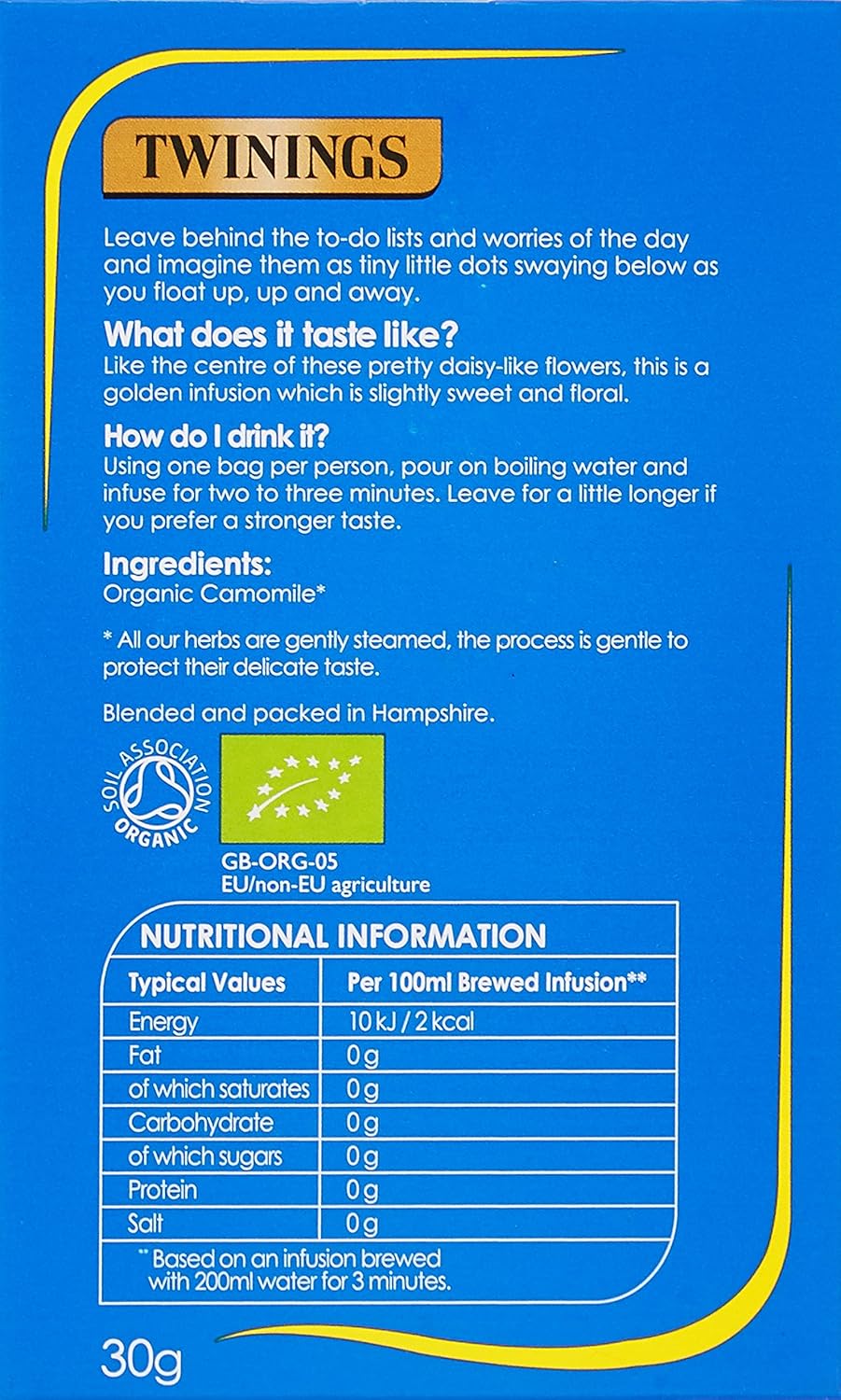 Twinings Organic Camomile x20 Tea Bags, 30g 7