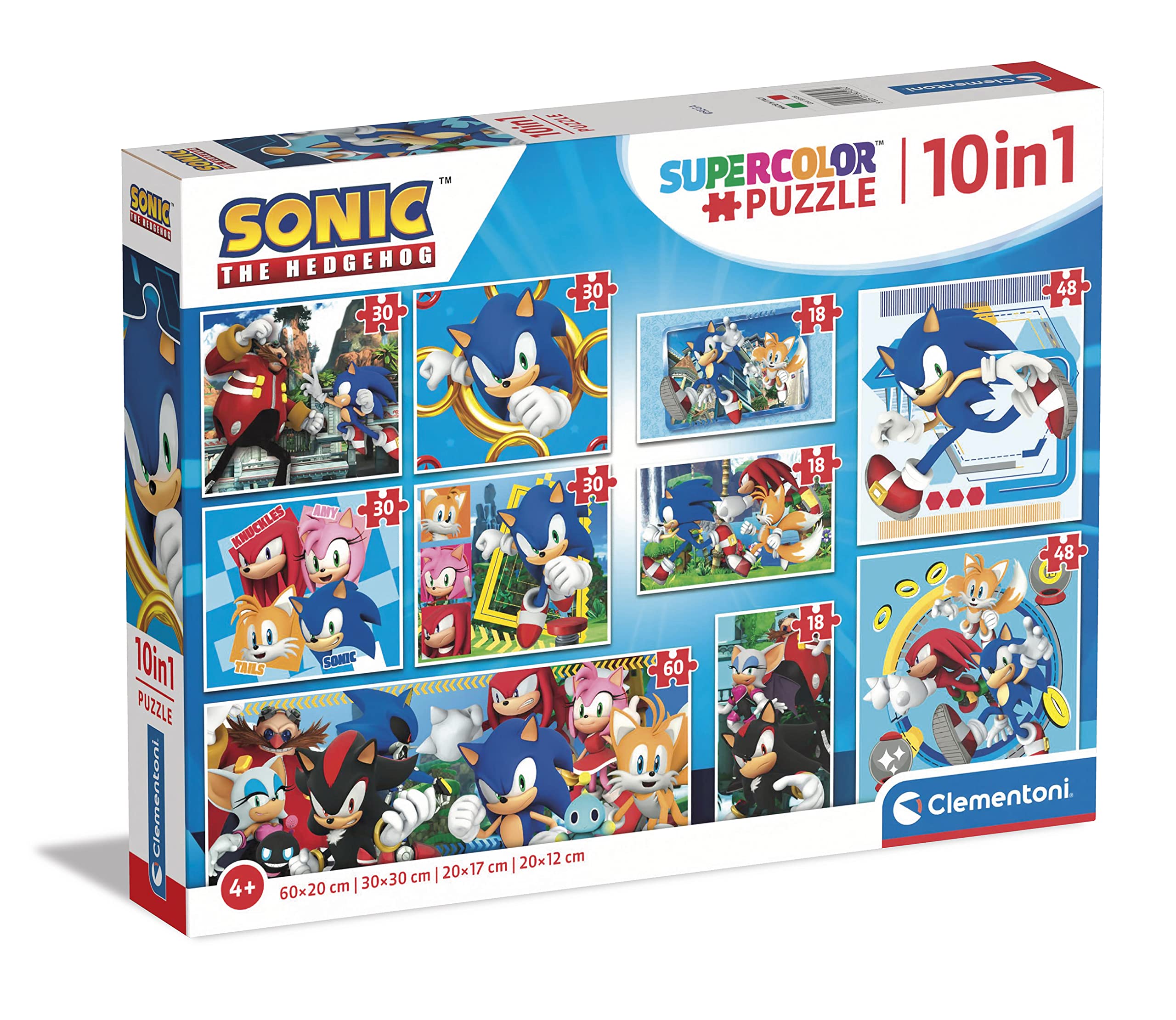Clementoni Sonic Supercolor 10-in-1 Jigsaw Puzzle Set - 330 Pieces for Ages 4+ 7