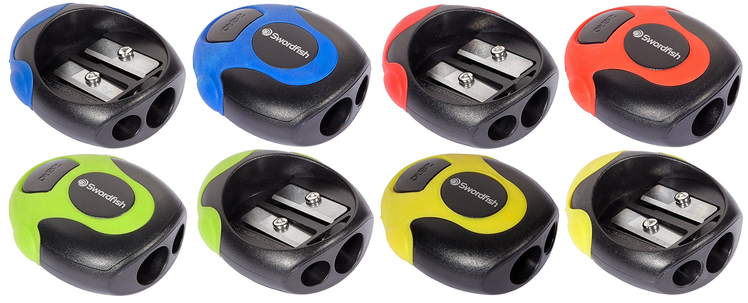 Swordfish Twin Soft Grip Double-Hole Pencil Sharpener for 8mm & 10.5mm Pencils | Pack of 1 2