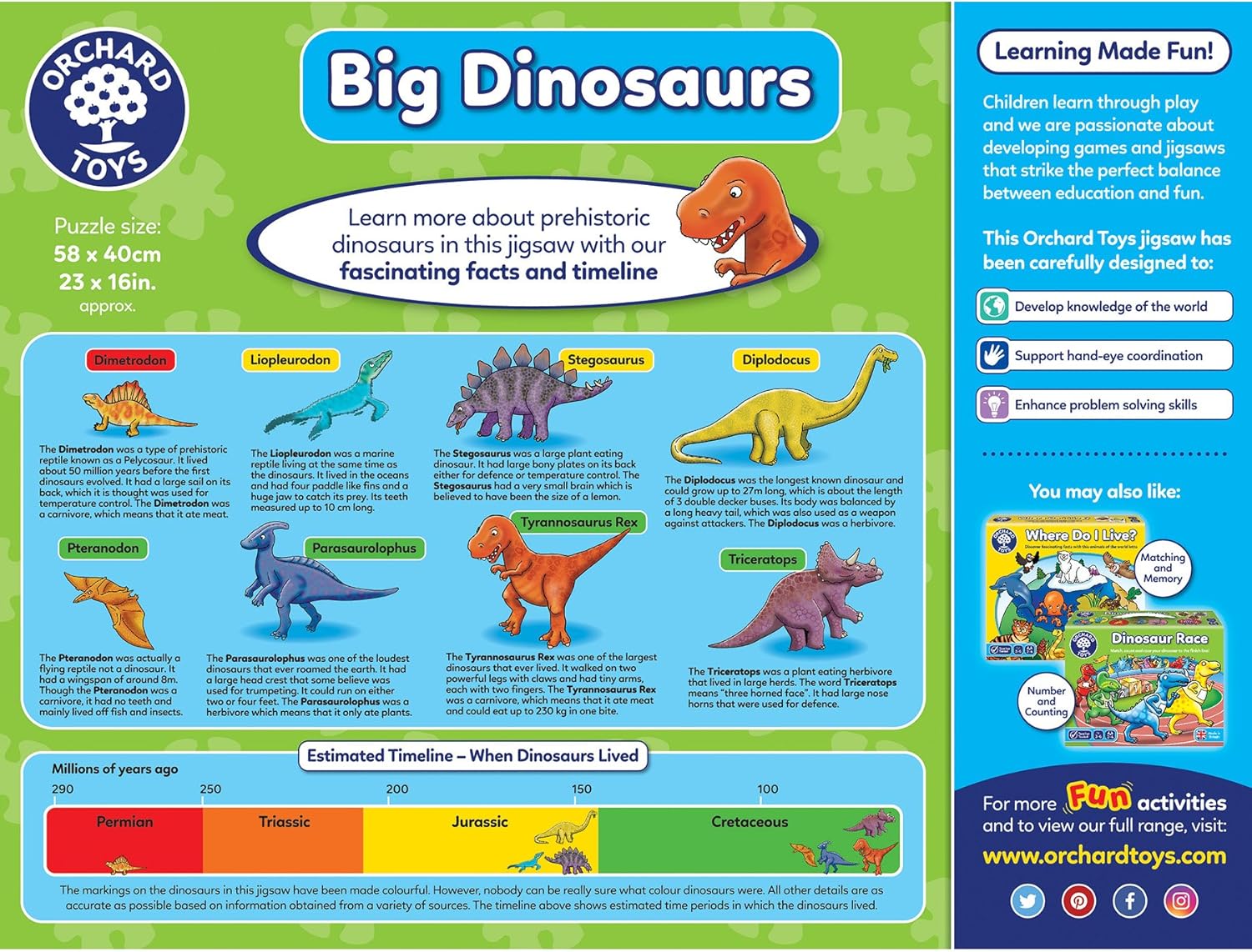 Orchard Toys Big Dinosaurs Floor Puzzle - 50-Piece Educational Jigsaw for Ages 4-8 5