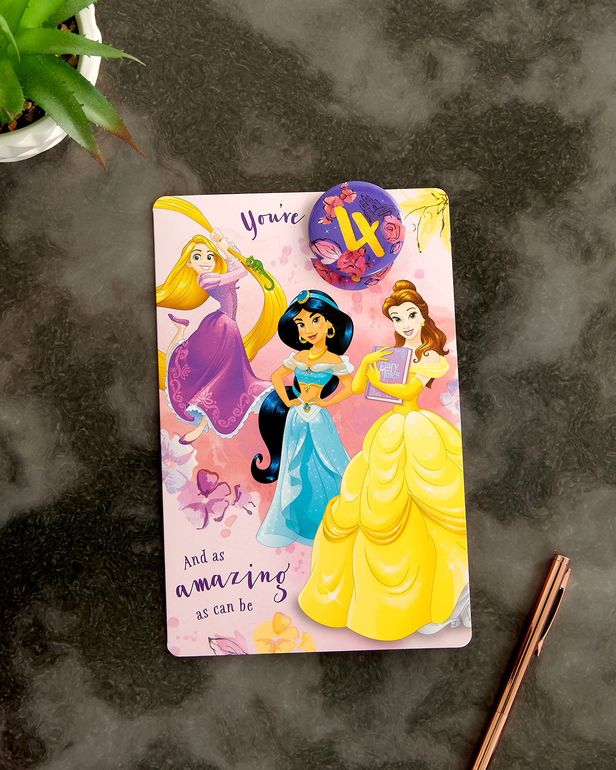 UK Greetings Disney Princess 4th Birthday Card for Girl | FSC Certified | 143 x 216 mm 3
