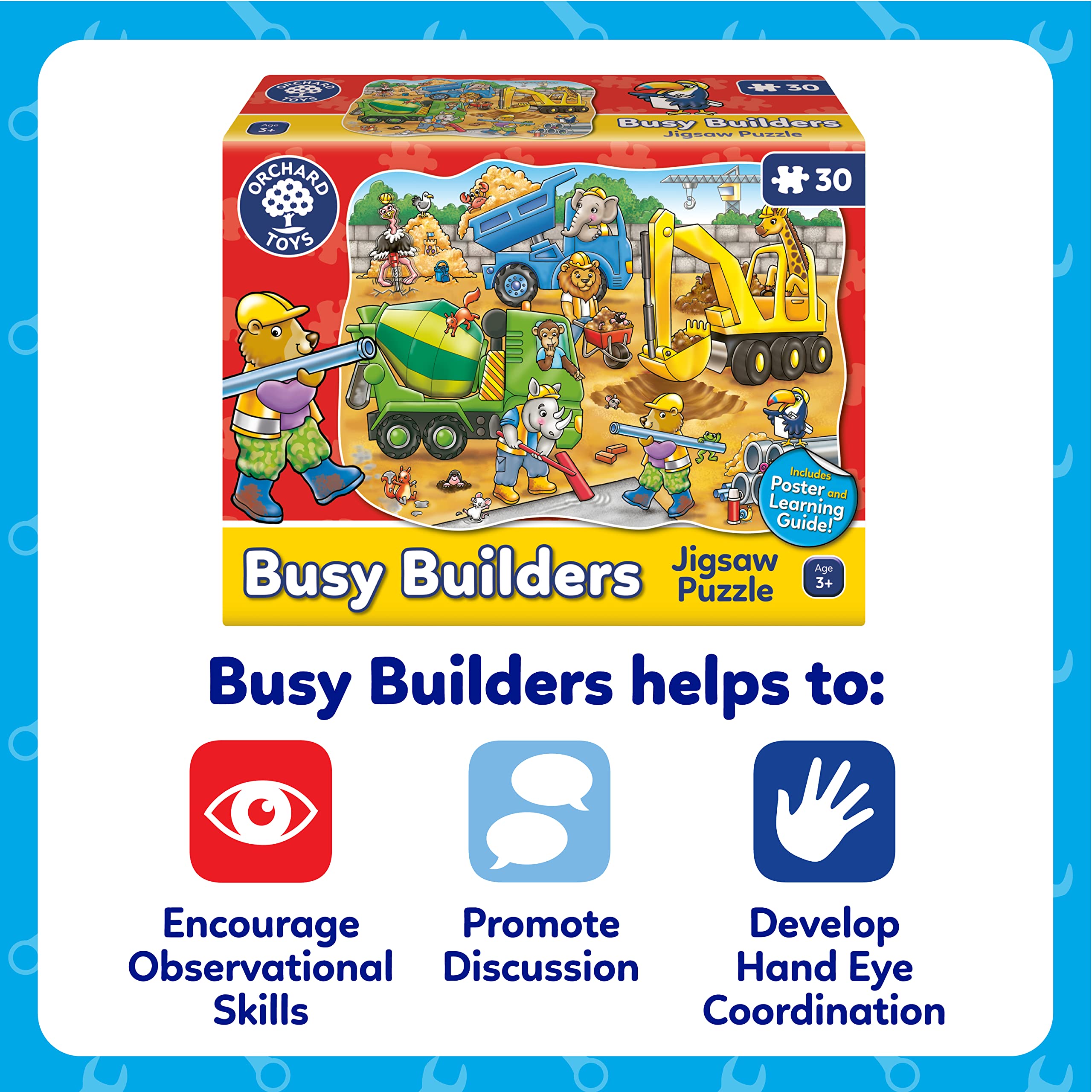 Orchard Toys Busy Builders Jigsaw Puzzle - 30 Pieces, Shaped, Educational for Ages 3+ 6