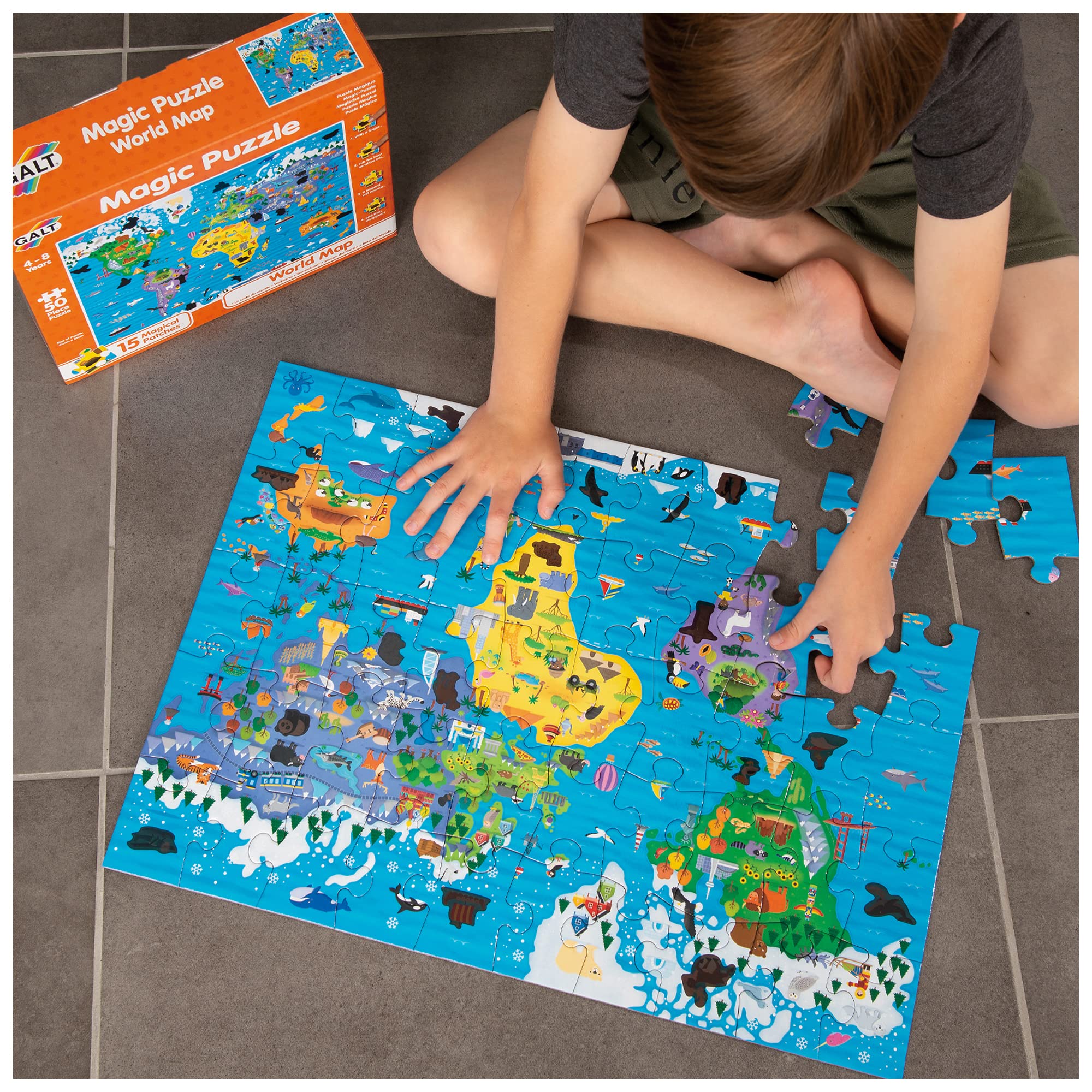 Galt Magic Puzzle - World Map, 50 Piece, Ages 4 to 8 Years Plus 5