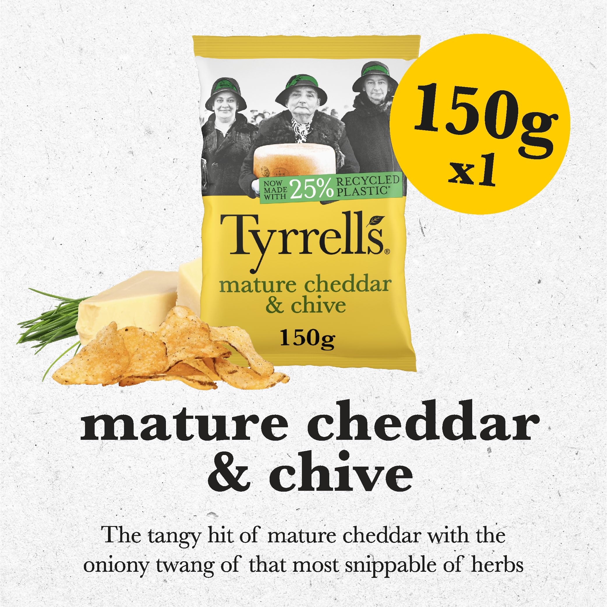 Tyrrells Hand-Cooked Mature Cheddar & Chive Crisps 150g 5