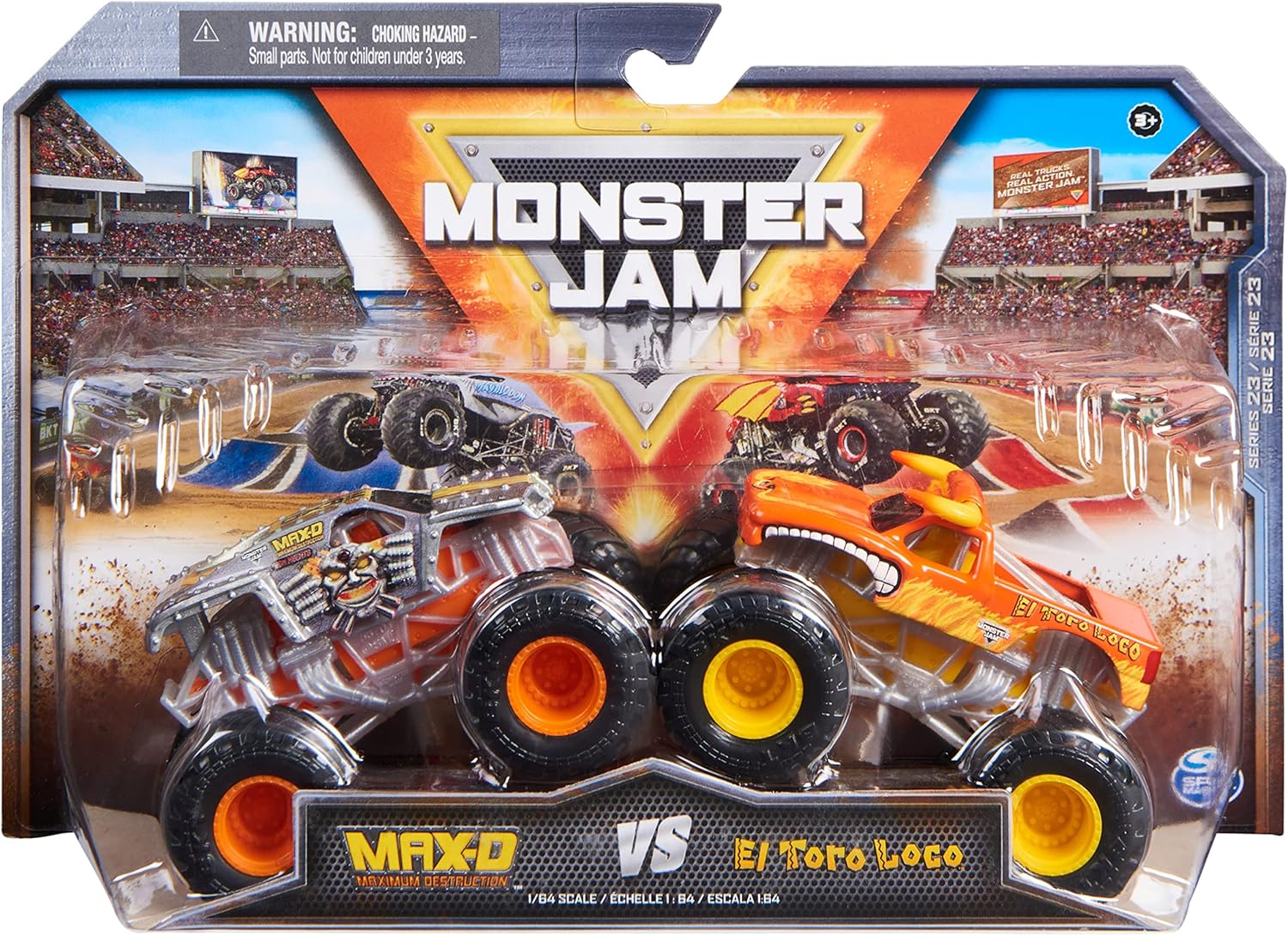 Monster Jam Max-D vs. El Toro Loco 1:64 Scale Monster Trucks - 2-Pack Set for Kids