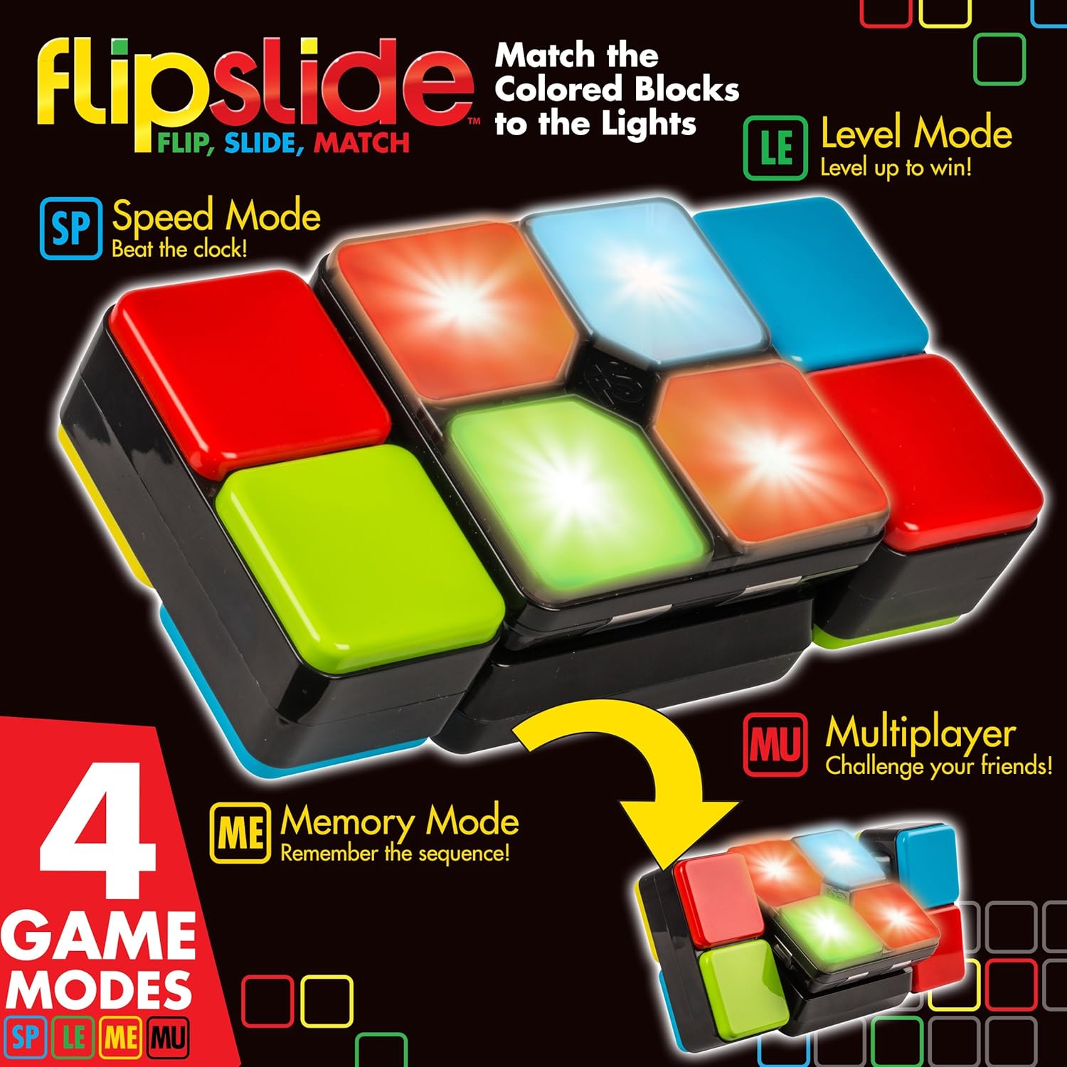 FlipSlide 674 - Light-Up Fidget Puzzle Game for Kids 8+ 9