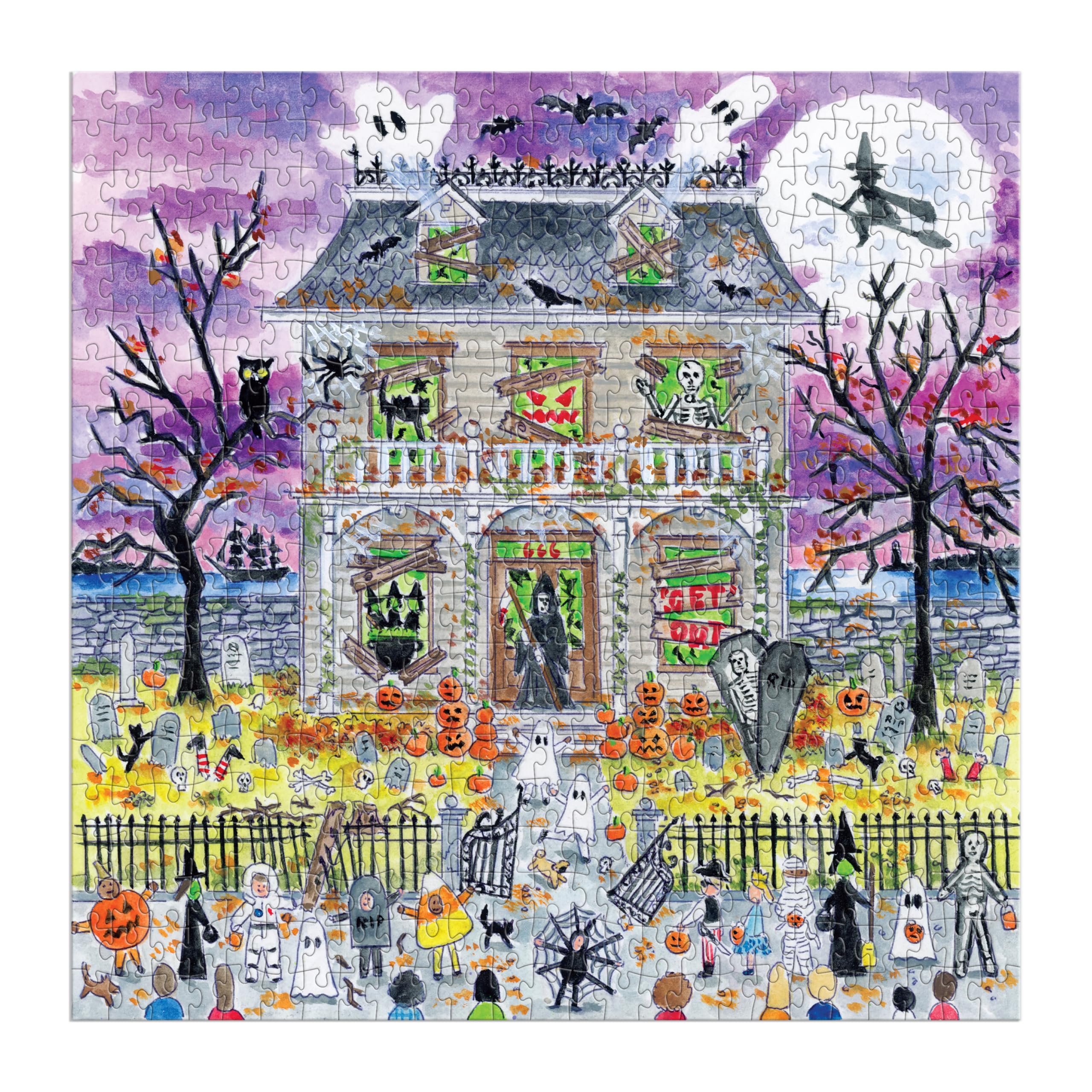 Galison Haunted House - 500 Piece Glow in the Dark Jigsaw Puzzle for Adults & Kids 7