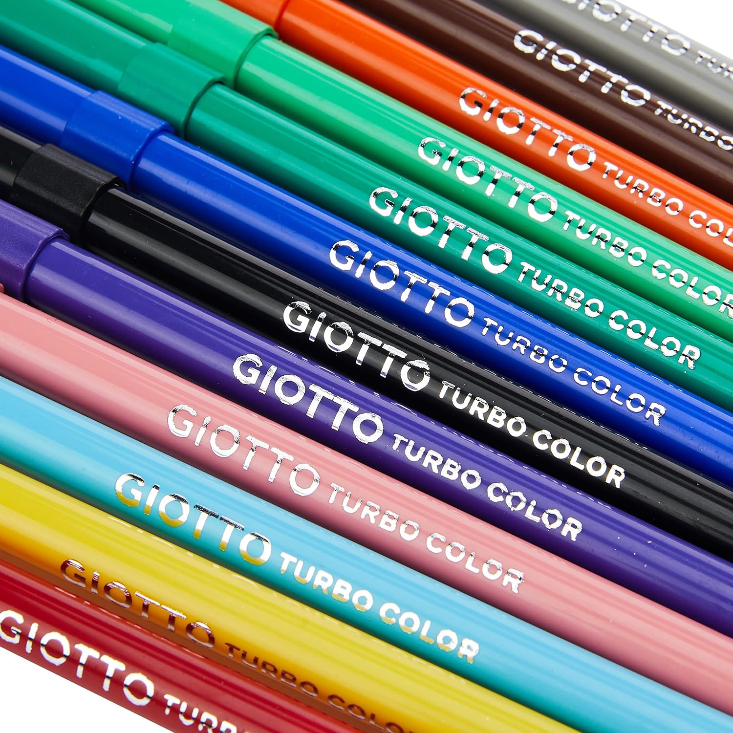 GIOTTO Turbocolor Felt Tip Pens - 12 Assorted Colours, Fine Tip 2.8mm 3