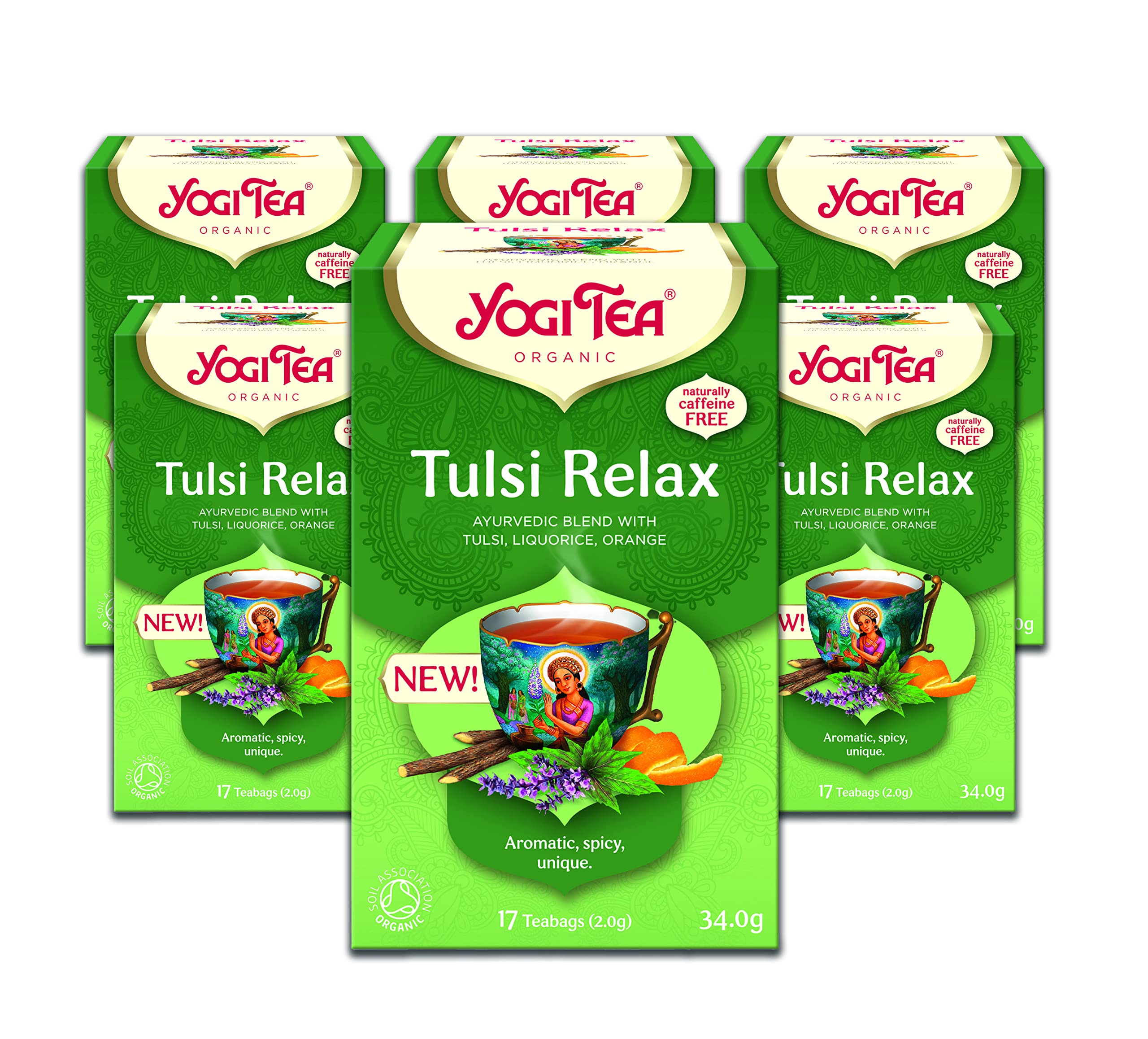 Yogi Tea - Tulsi Relax Organic Herbal Tea, Naturally Caffeine Free, Blend of Tulsi, Liquorice and Orange, 102 Tea Bags