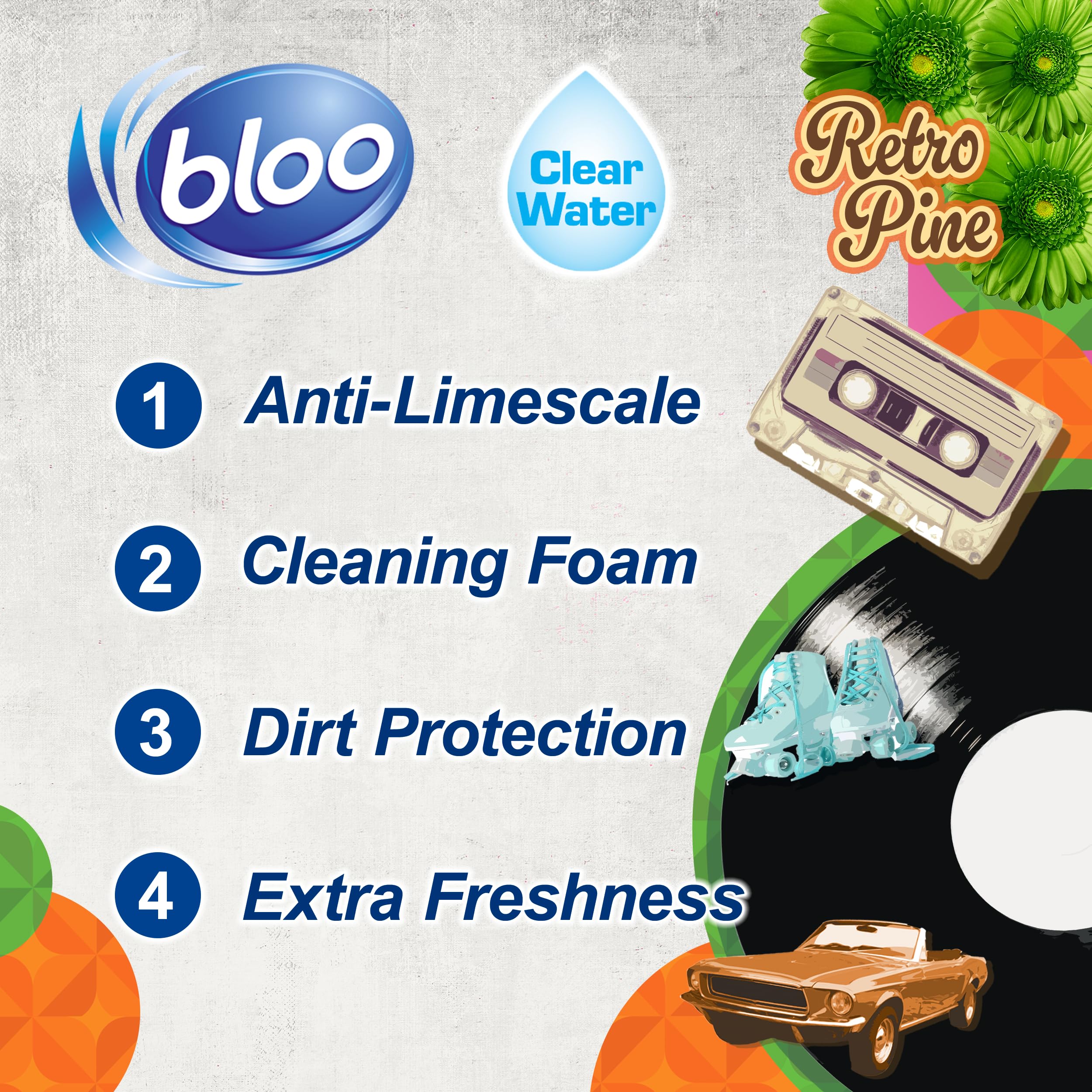 Bloo - Toilet Rim Block Retro Pine (50g) with Pine & Mint Scent 5