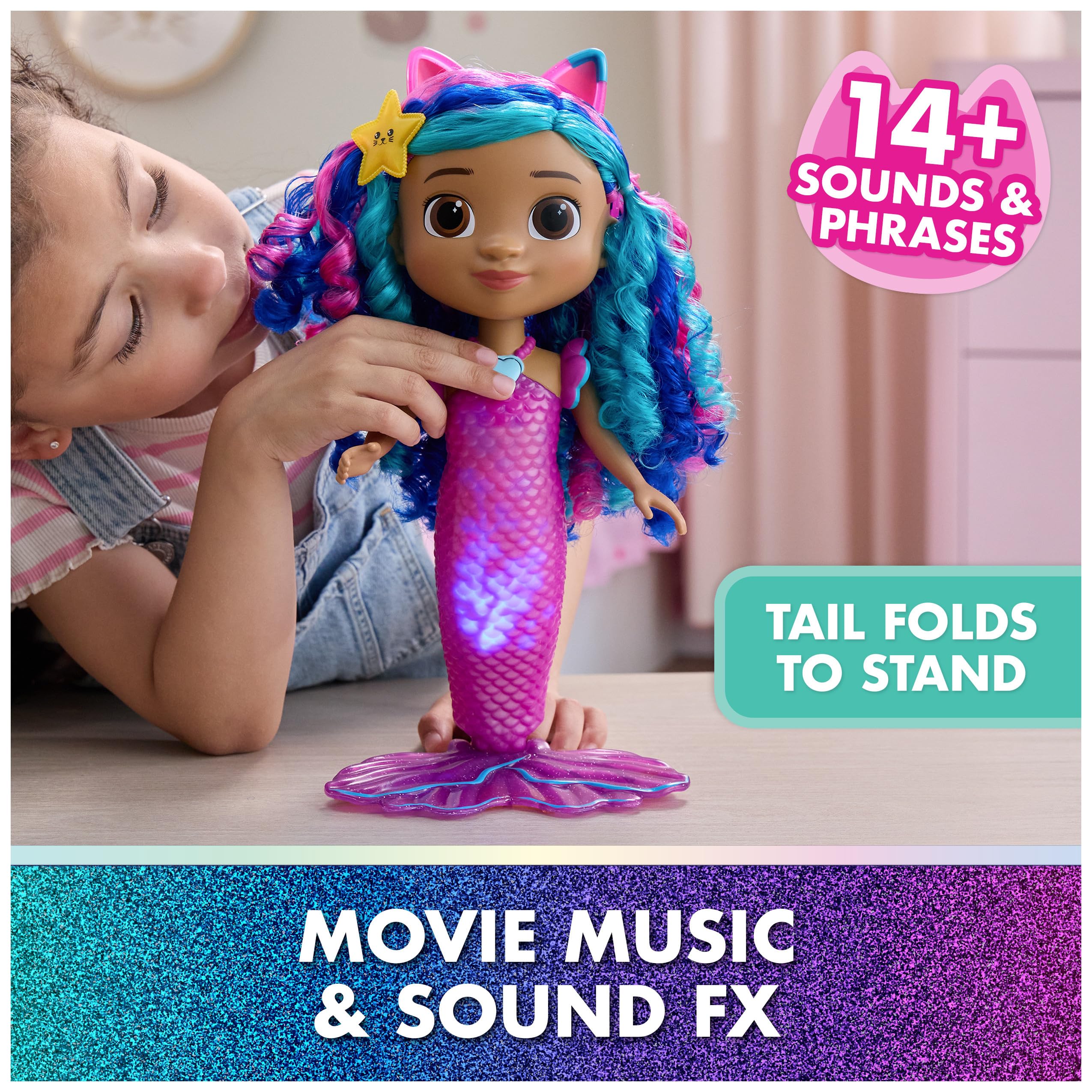 Mermaid Gabby Doll - Light-Up Heart & Color-Changing Tail for Kids 3+ 6