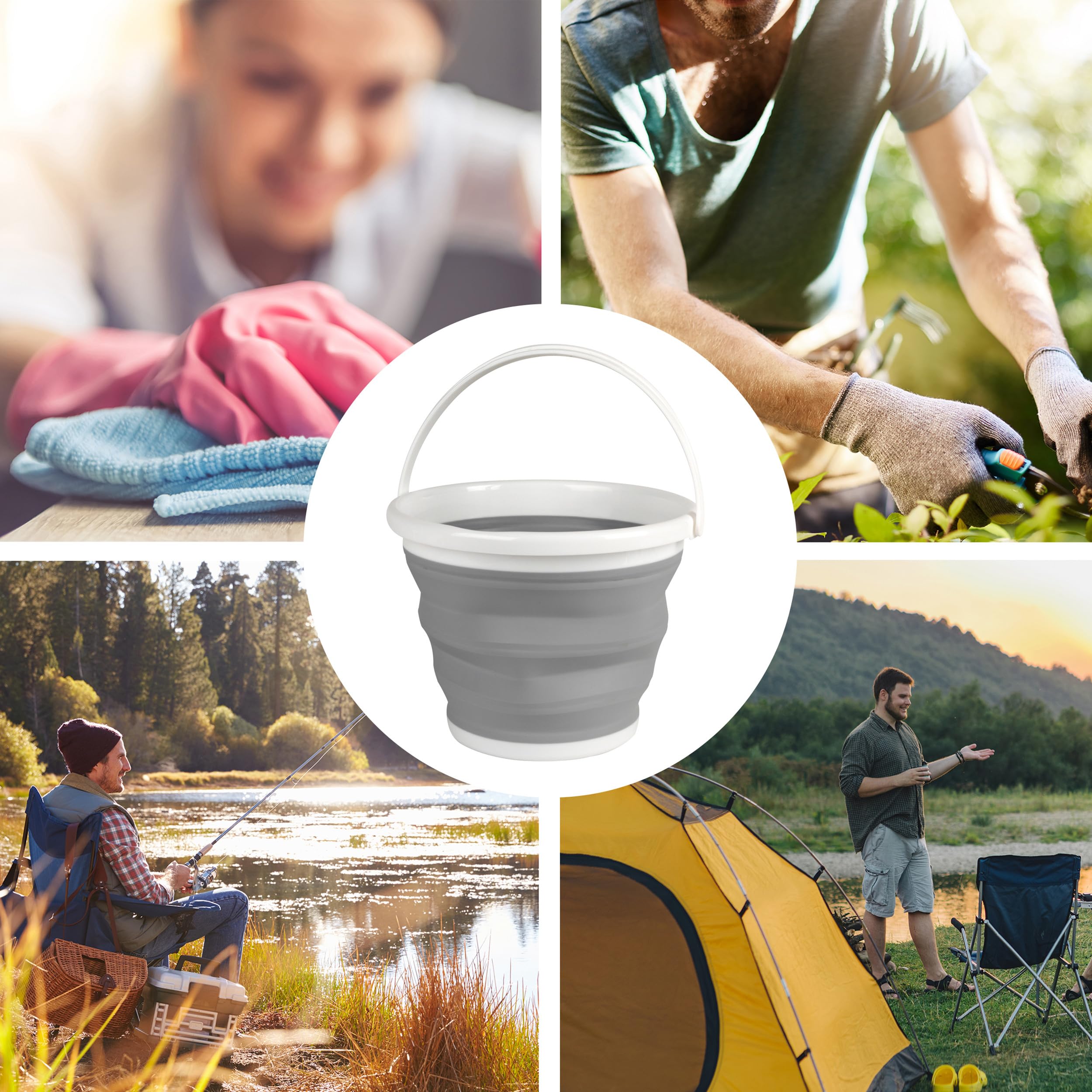 Beldray - Collapsible Bucket 10 Litre Foldable Storage Bucket Grey 11
