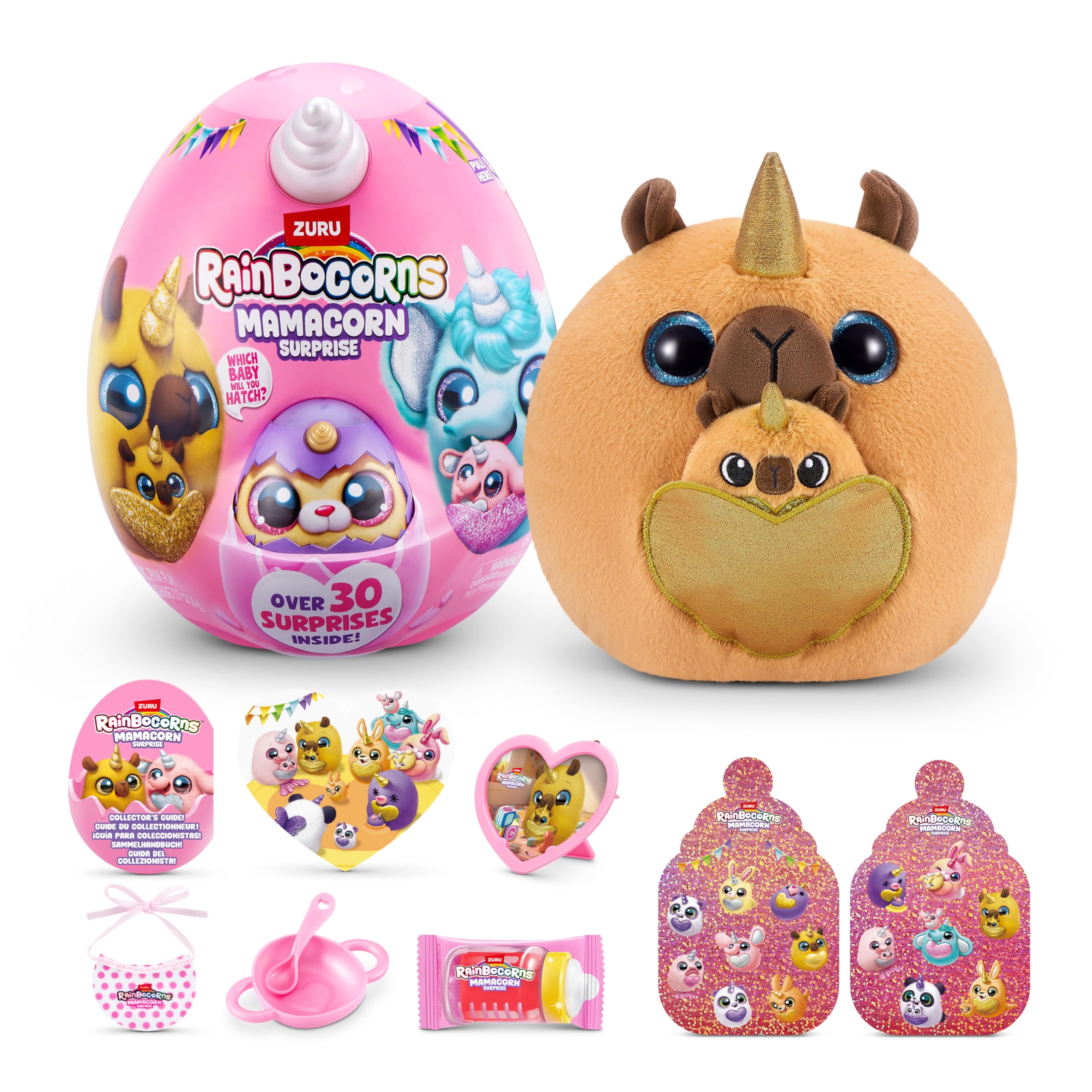 Rainbocorns Mamacorn Surprise by ZURU - Collectible Plush Toy with 30+ Surprises for Girls 3+