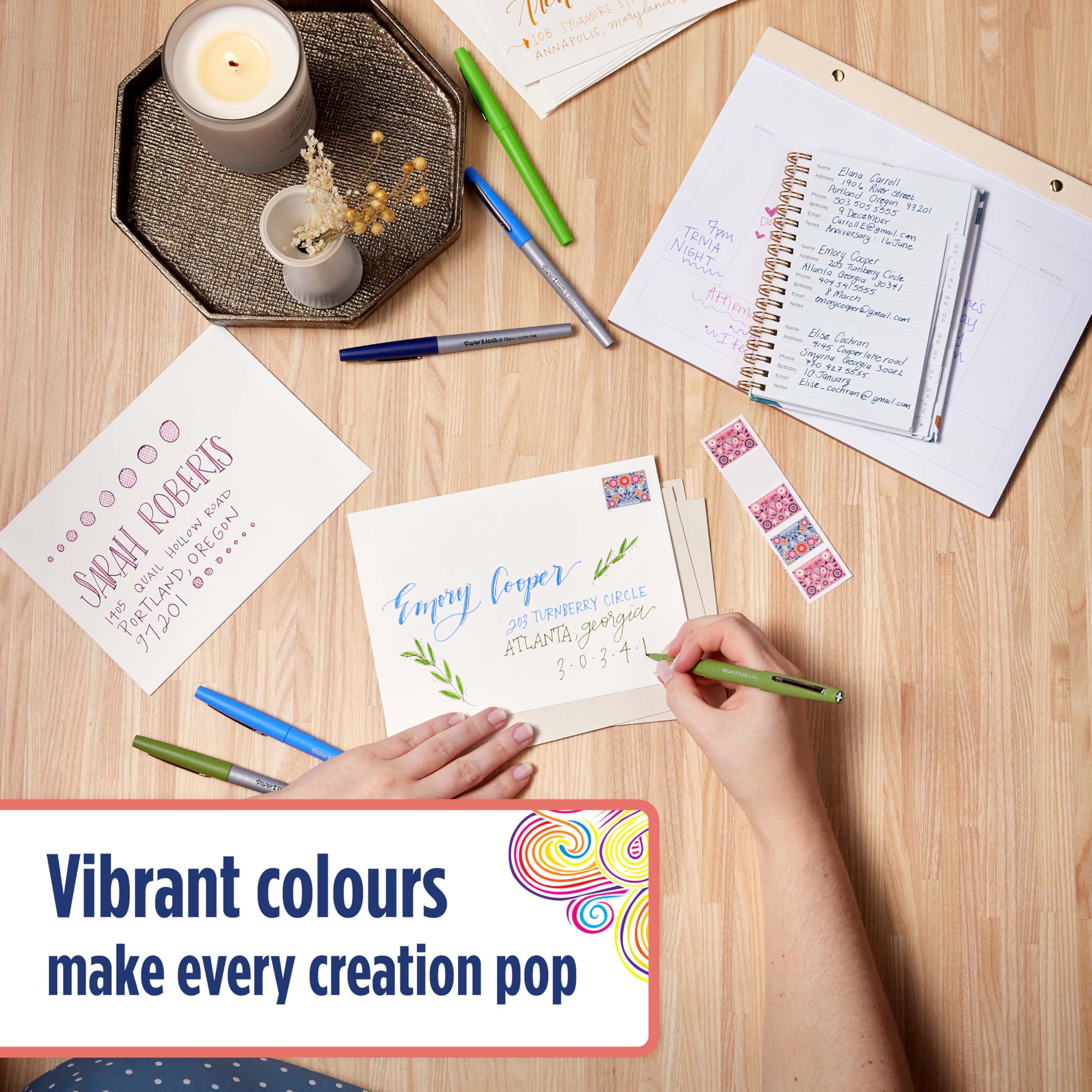 Paper Mate Flair Felt Tip Pens - Medium Point 0.7 mm Assorted Retro Colouring Pens, 16 Count 7