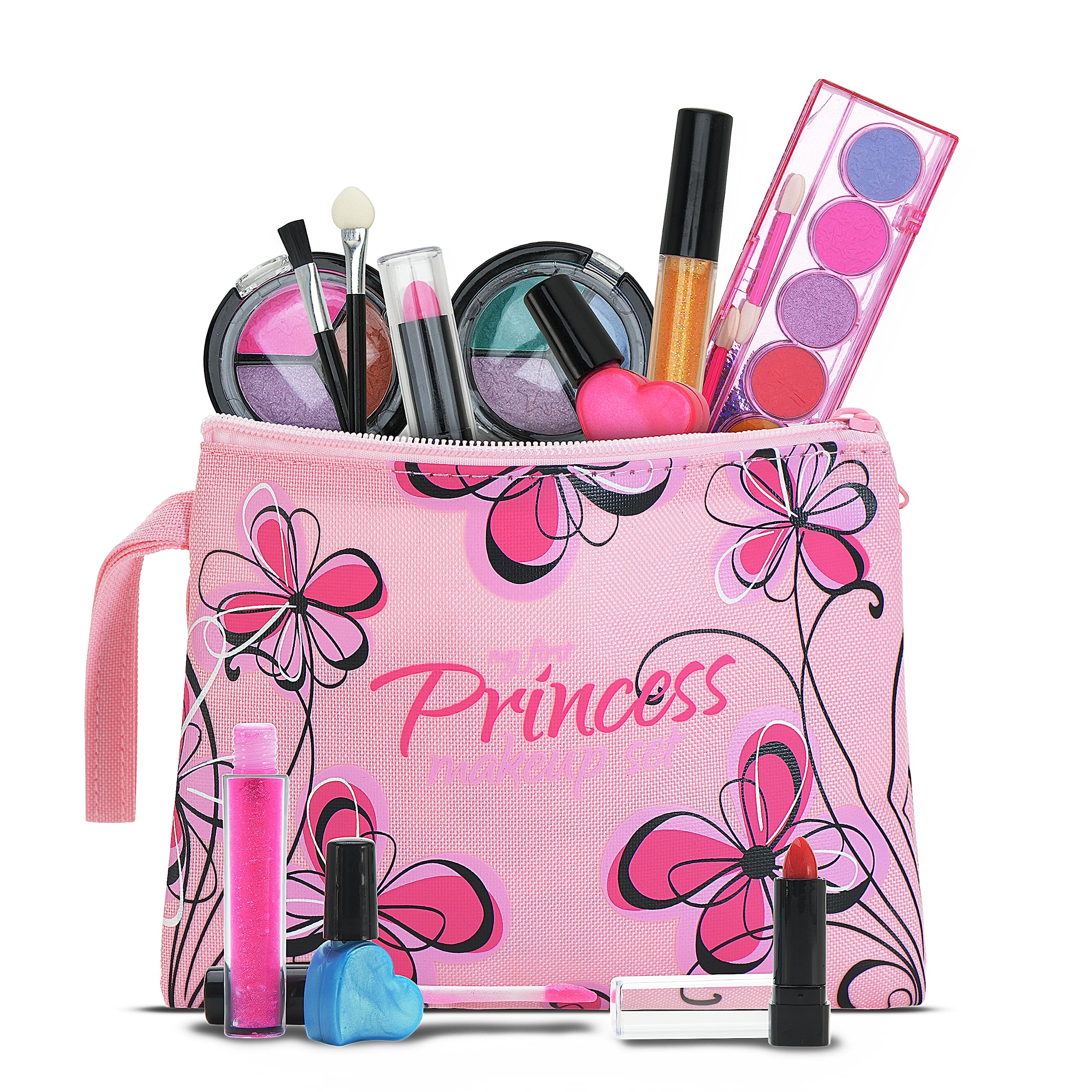 Playkidz My First Princess Washable Real Makeup Set in Pink Floral Cosmetic Bag 8