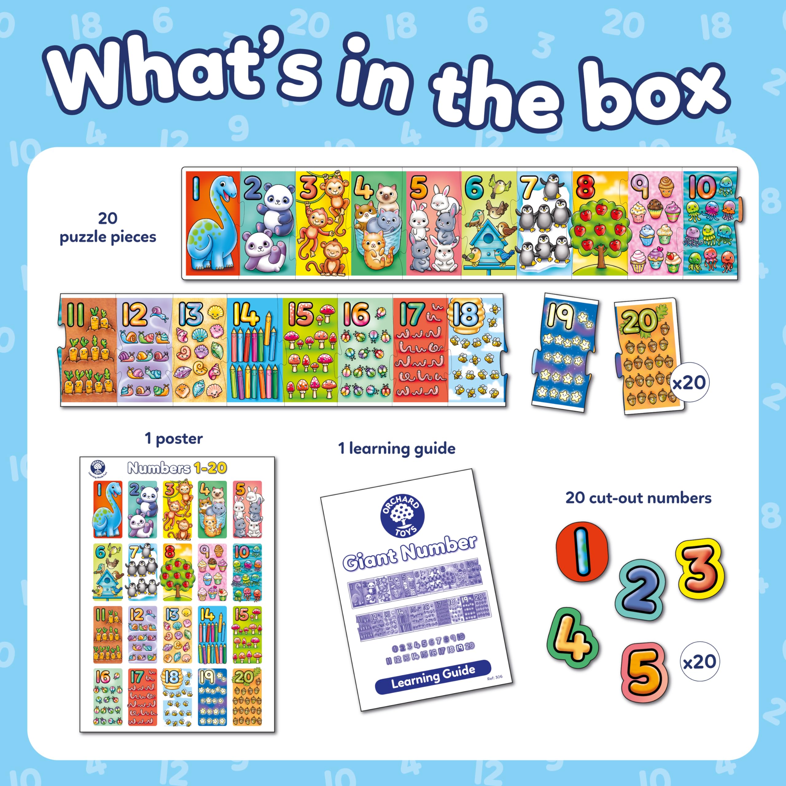 Orchard Toys Giant Number Jigsaw Puzzle - Educational 1-20 Counting Toy for Ages 3+ | 20 Pieces 2