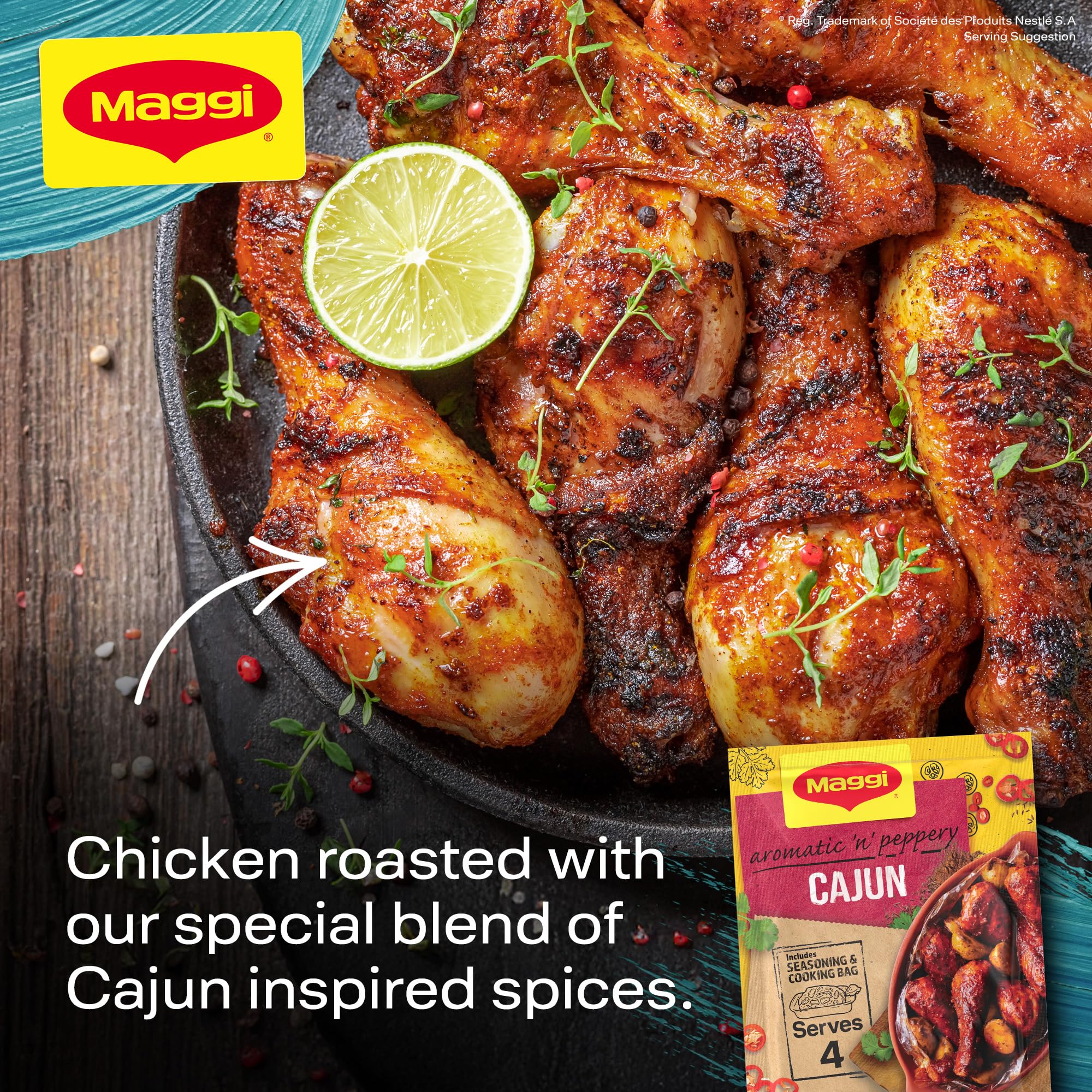 MAGGI - So Juicy Cajun Chicken Recipe Mix (38g sachet) 6