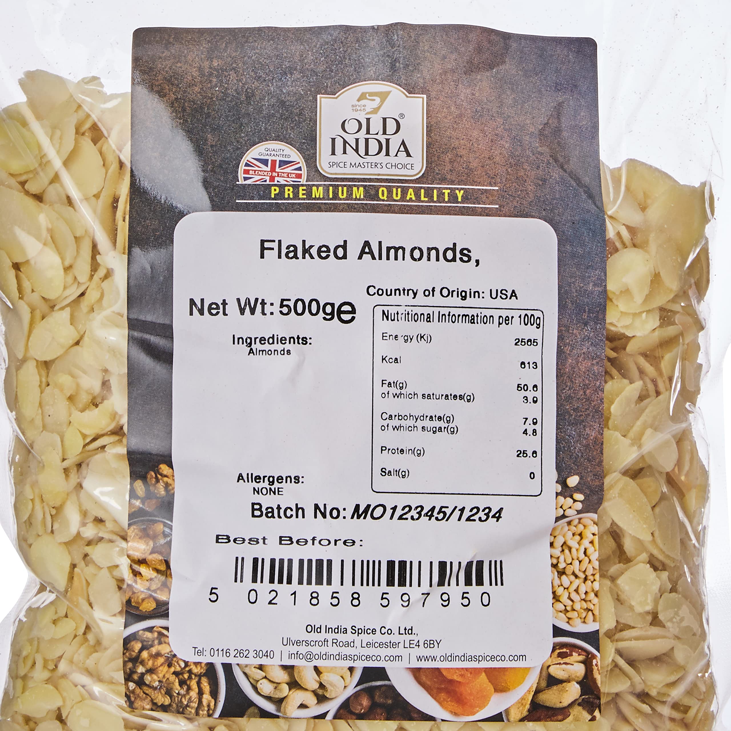 Old India Flaked Almonds - 100% Natural, Additive-Free | 500g