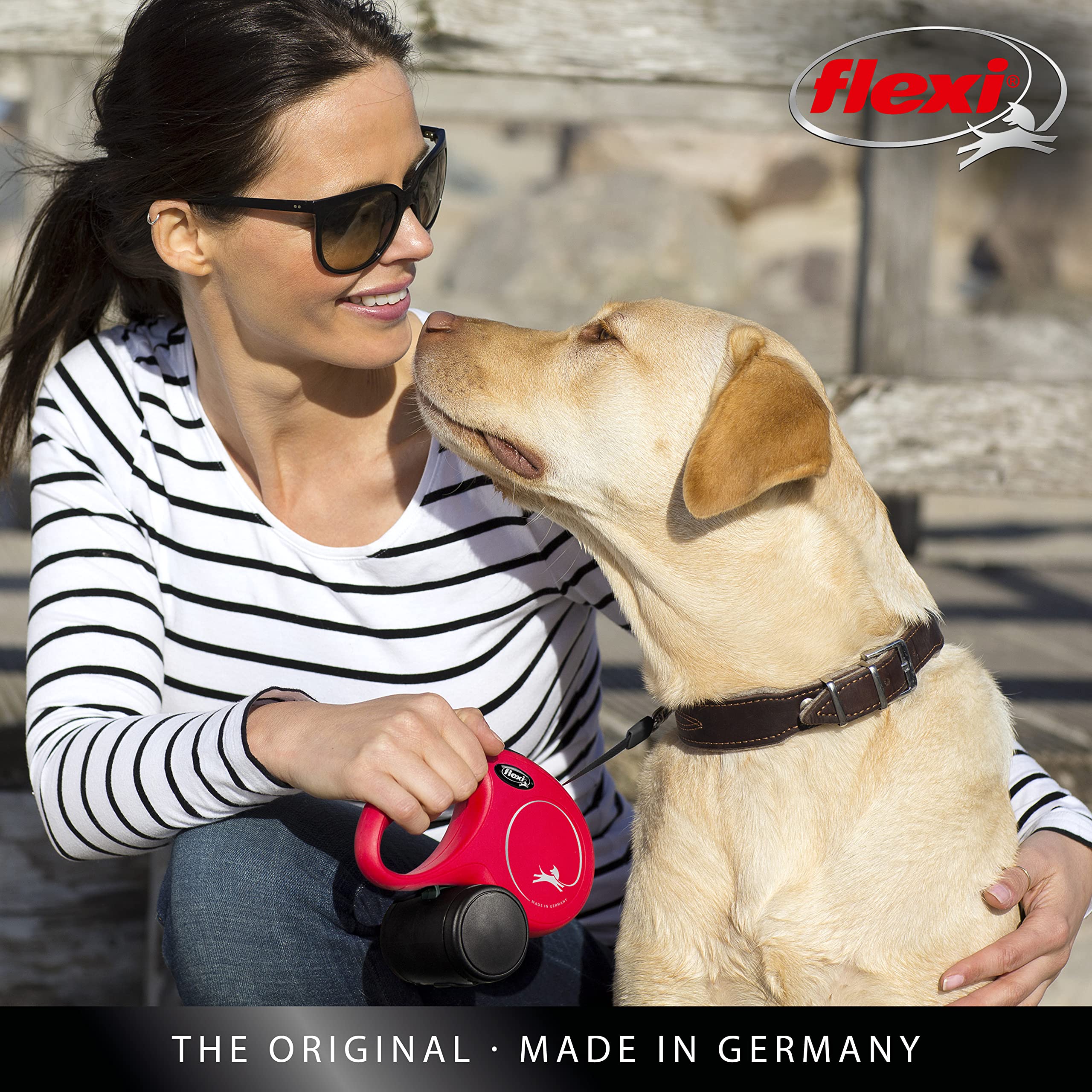 flexi New Classic Retractable Lead - 8m Tape for Dogs up to 50kg | Blue | L Size 6