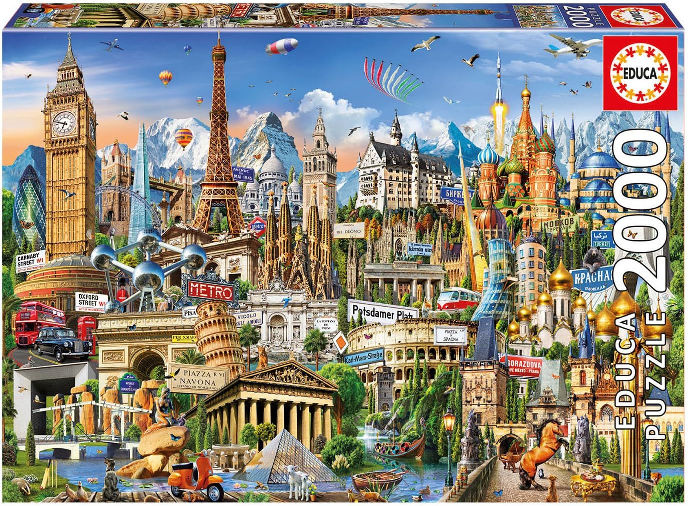 Educa Borrás 17697 Symbol of Europe 2000 Piece Jigsaw Puzzle - Landmarks of Europe