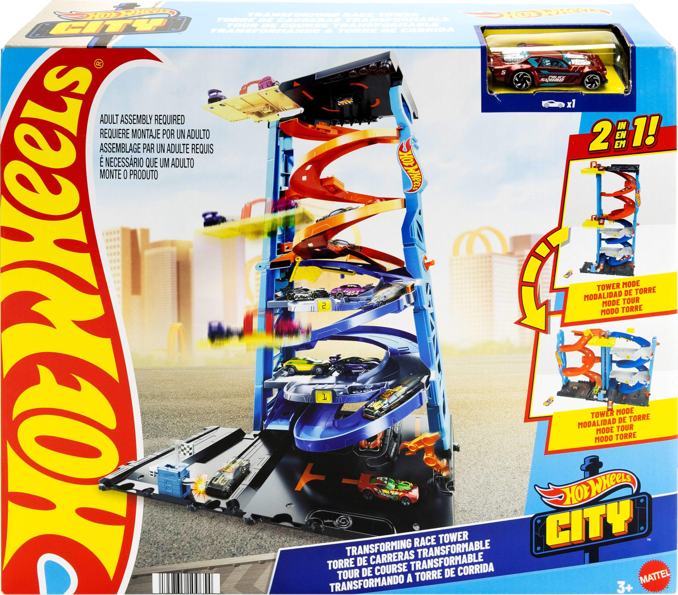 Hot Wheels City Transforming Race Tower - 2-in-1 Racing Playset with Elevator & 1:64 Scale Car, Ages 3+ 9