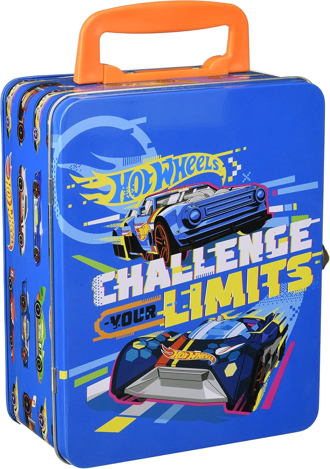 Theo Klein 2883 Hot Wheels Storage Case - Metal Tin with 18 Compartments for 1:64 Scale Cars - Ages 3+