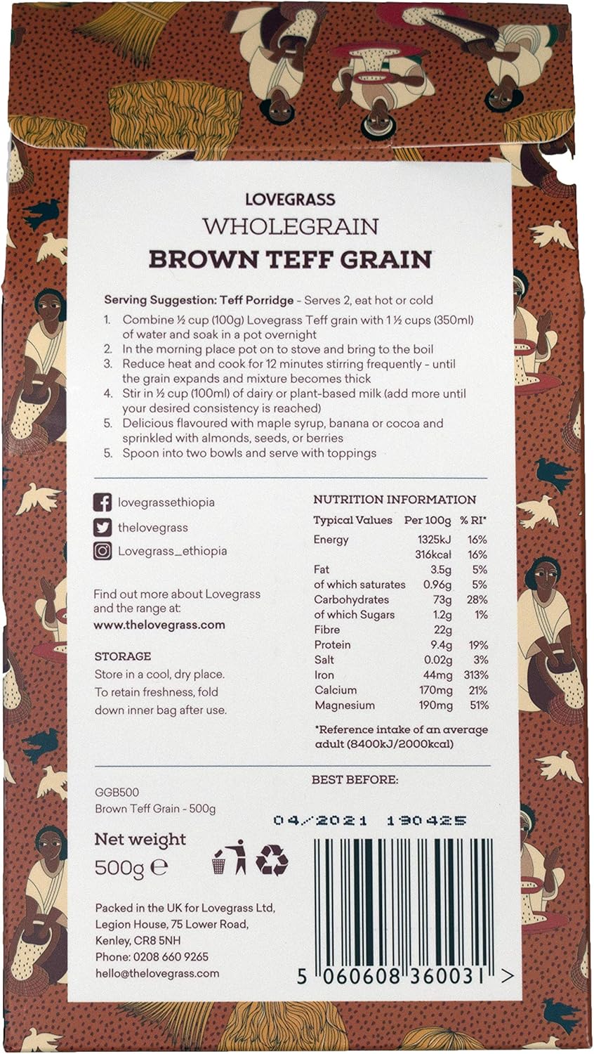 Lovegrass Habesha Brown Teff Grain - 500g - Gluten Free - Vegan & Dairy Free 4