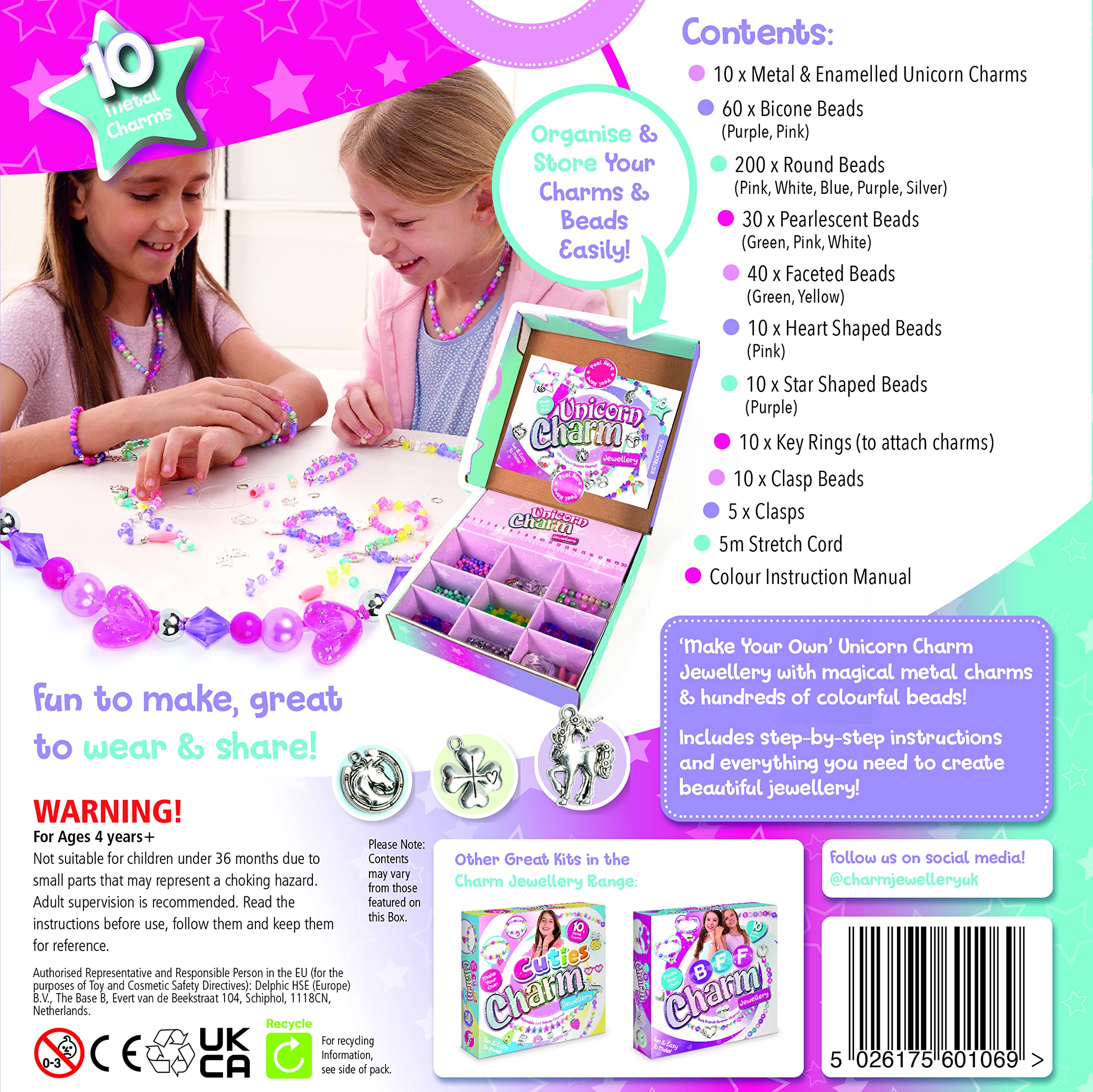 Craftbox CB806 Unicorn Charm Jewellery Craft Set - Create 10+ Pieces, Ages 4+ 9