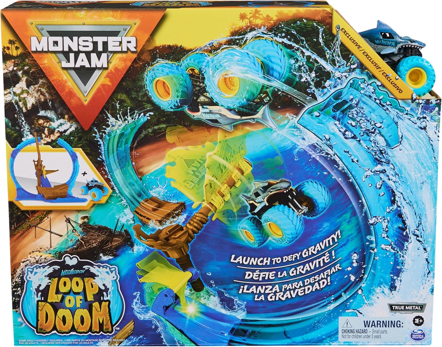 Monster Jam Megalodon Loop of Doom Stunt Playset - 1:64 Scale with Exclusive Die-Cast Truck 9