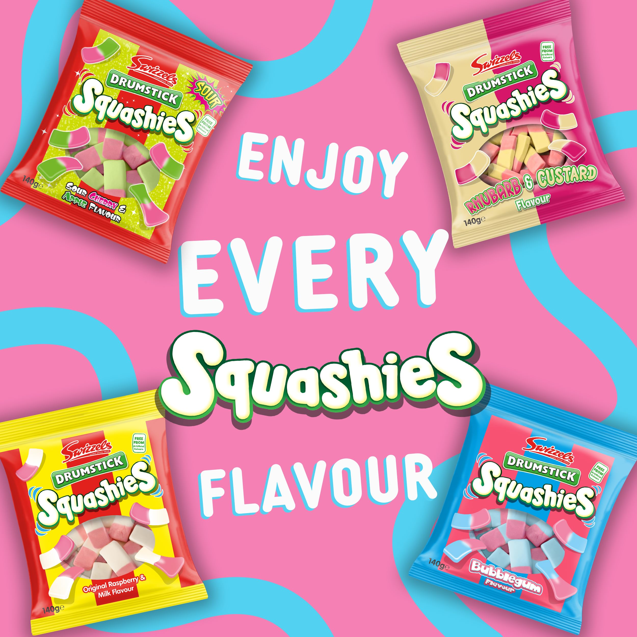 Swizzels Squashies Sweets - Bubblegum Flavour Chewy Candy - 140g 7
