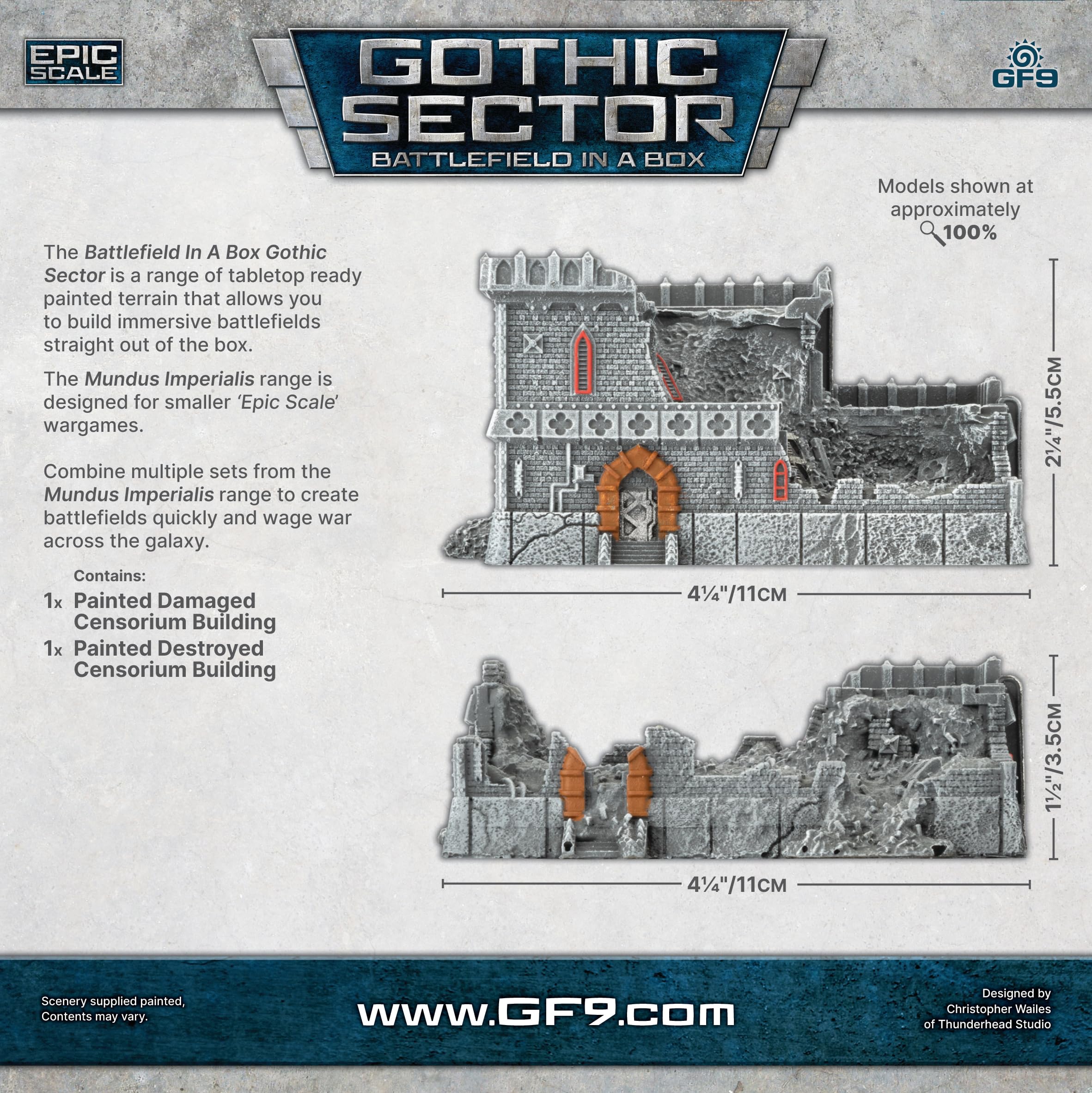 Gale Force Nine Mundus Imperialis Censorium - Damaged & Destroyed Terrain Set | Epic Scale 2