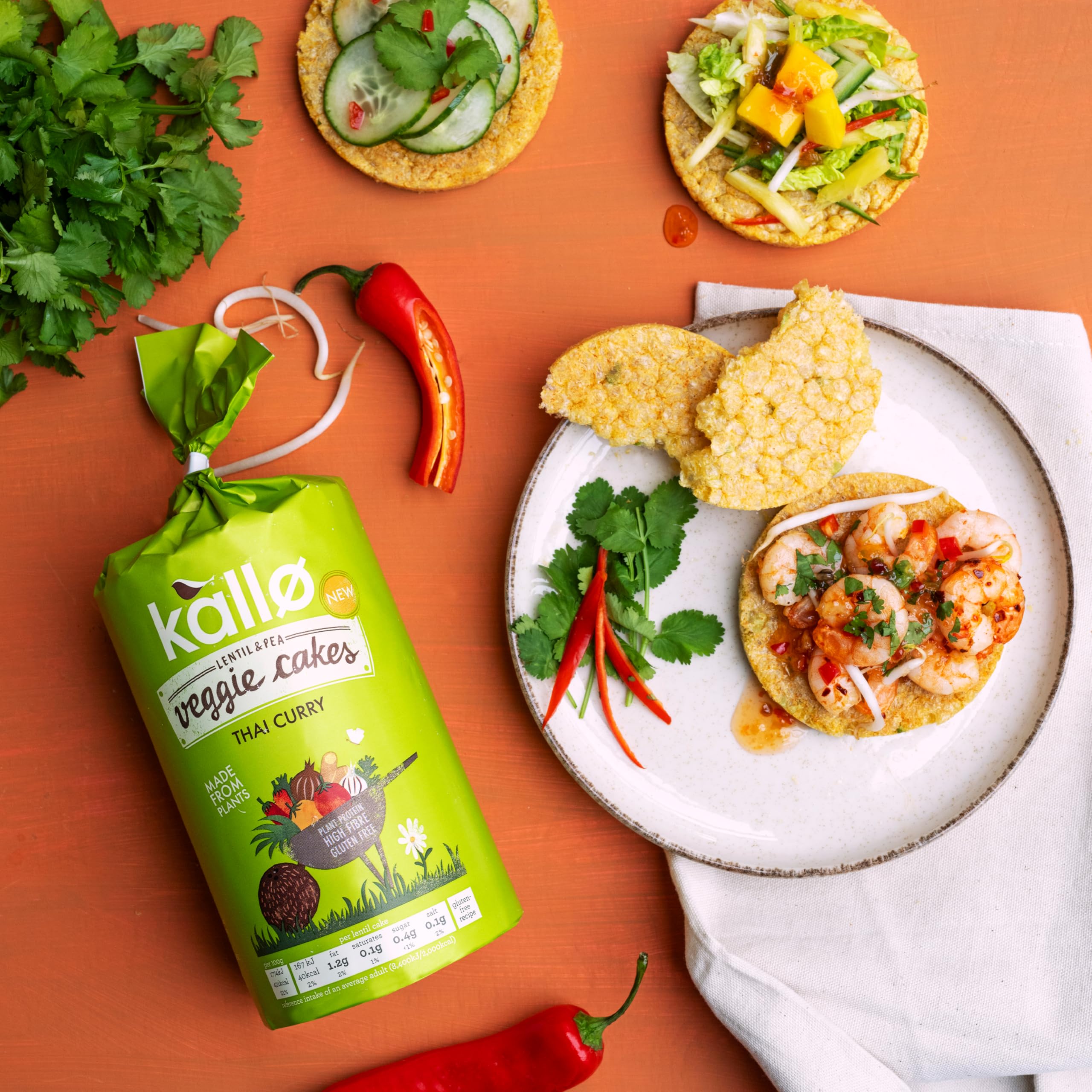 Kallo Thai Curry Veggie Cakes, Lentil & Pea Puffed Crackers, Gluten Free, Plant-Based Snack 7