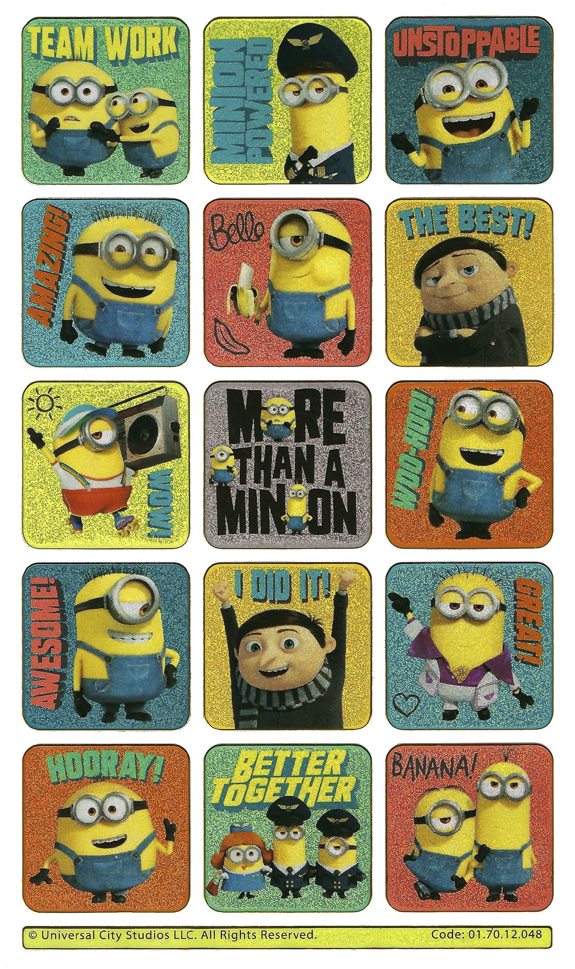 Minions: The Rise of Gru Sparkly Foil Reward Stickers - Reusable & Acid-Free for Kids 3+ 3
