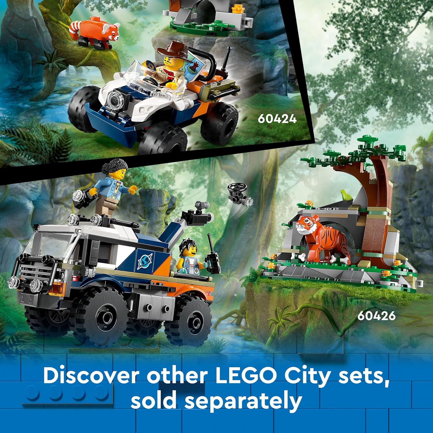 LEGO City Jungle Explorer Helicopter at Base Camp - Building Toy Playset for Kids 8+ 9