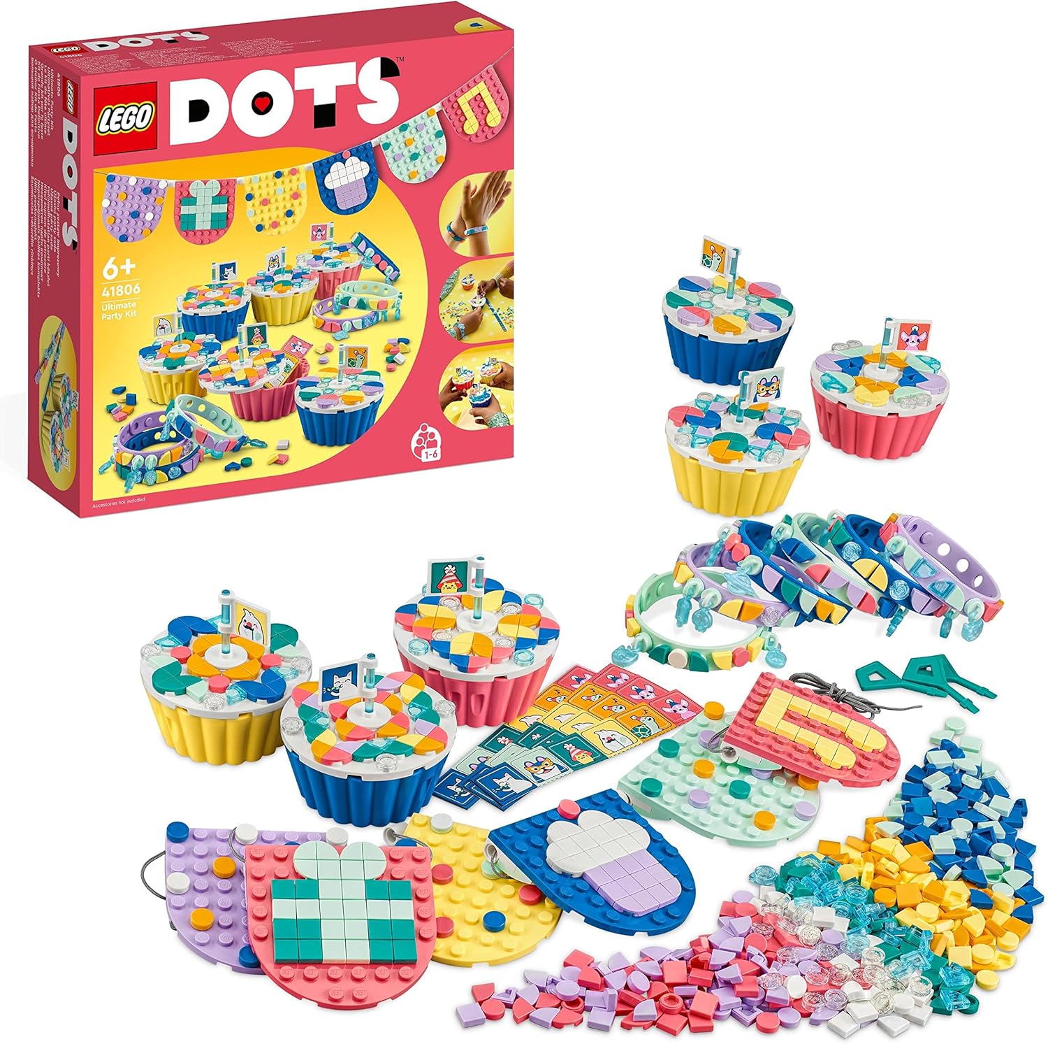 LEGO DOTS Ultimate Party Kit 41806 - DIY Party Craft Set with Cupcakes, Bracelets & Bunting for Kids 6+