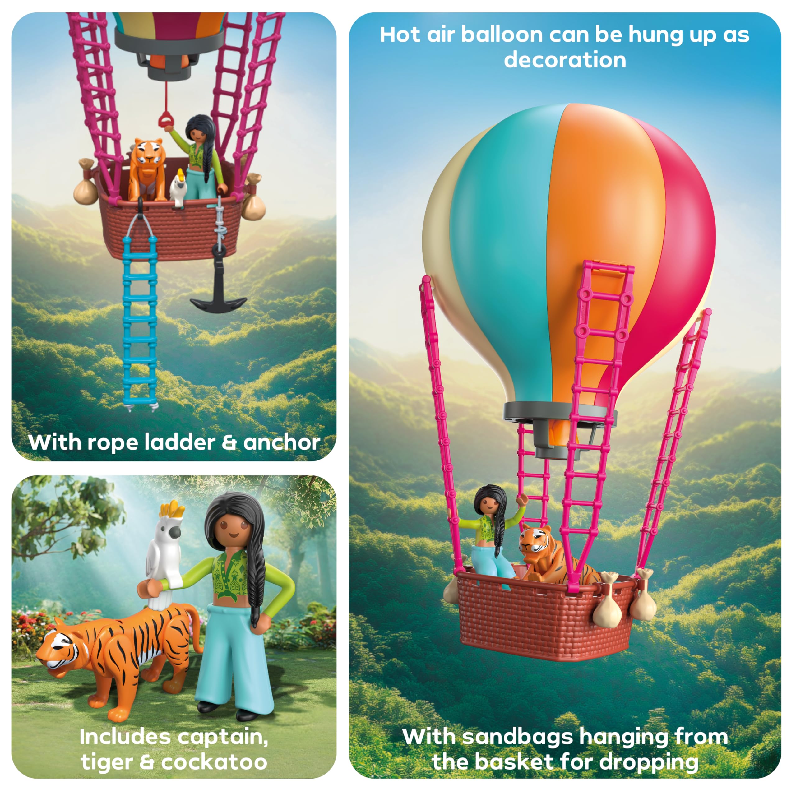 Playmobil Balloon Journey Playset - Flying Adventure with Tiger & Cockatoo, Ages 4-10 7