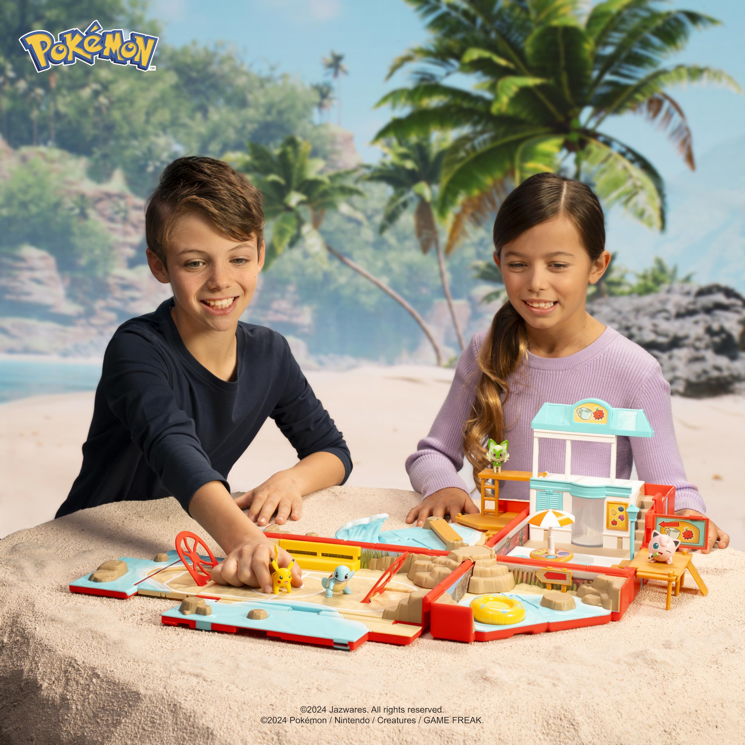 Pokémon Carry Case Beach Battle Playset - Portable Transforming Backpack with Pikachu Figure 10