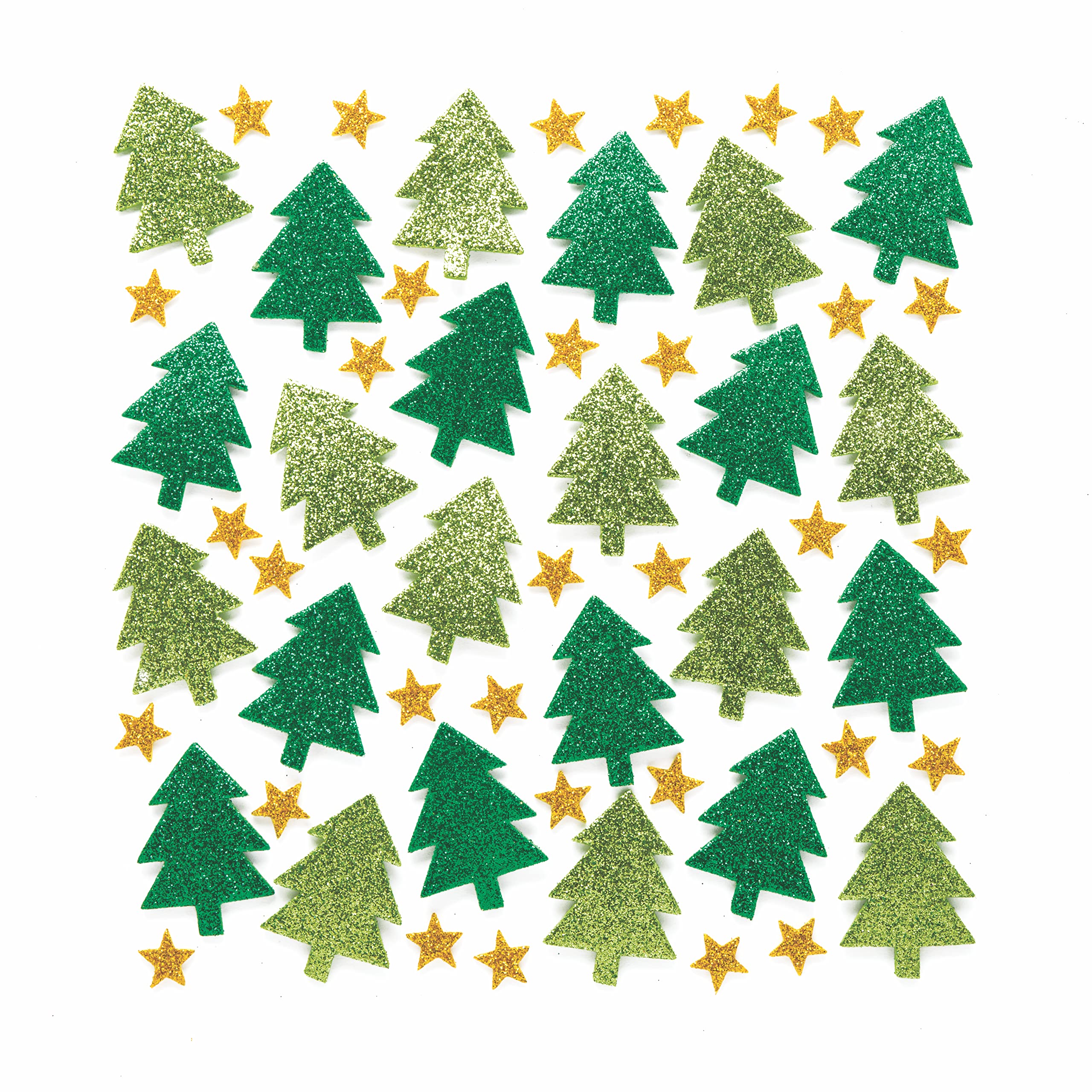 Baker Ross AR713 Glitter Tree Christmas Stickers - Festive Craft Supplies for Kids