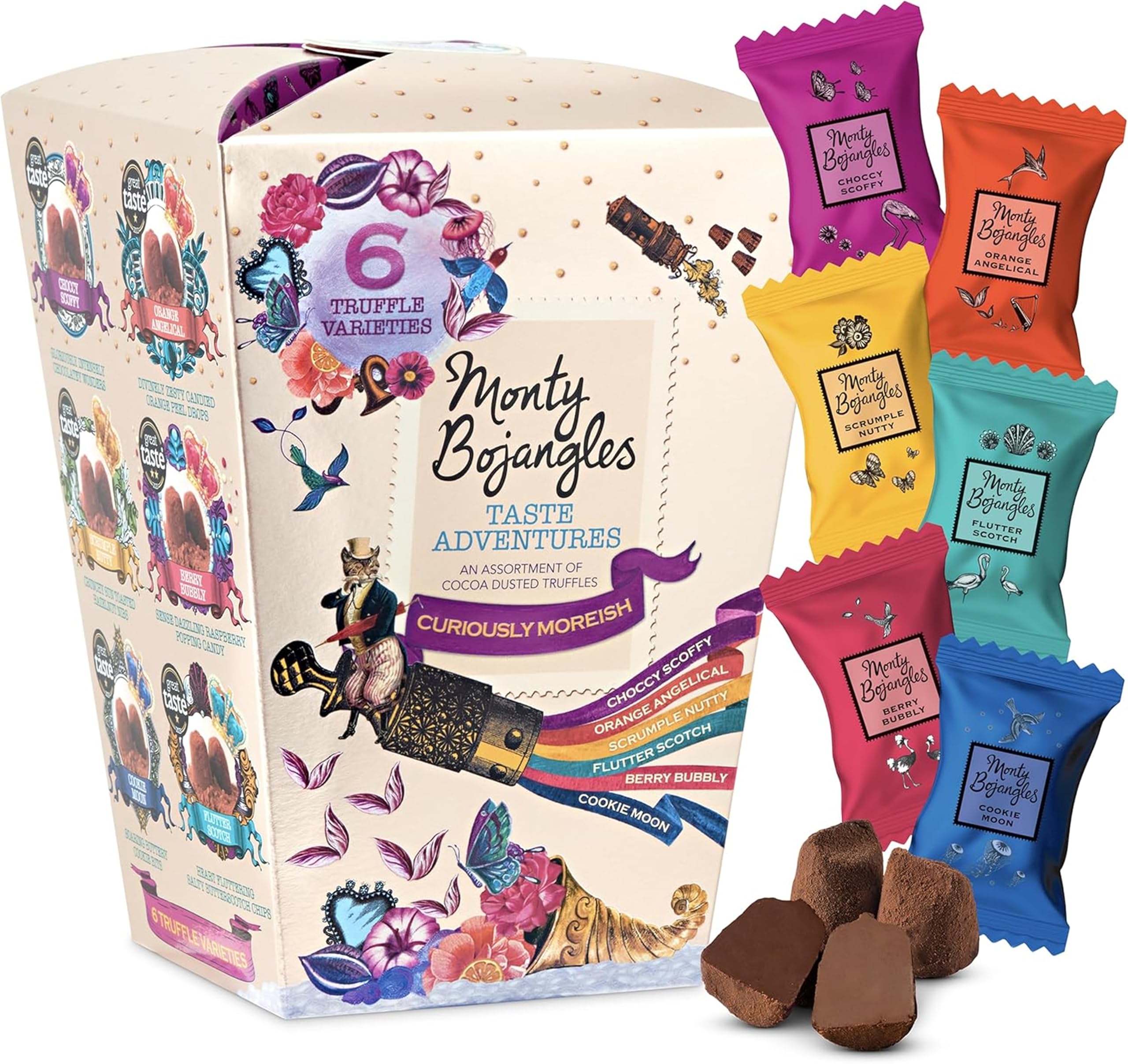 Monty Bojangles Taste Adventures Cocoa Dusted Truffles Assortment - 6 Flavour Luxury Chocolate Gift Box, 225g 11